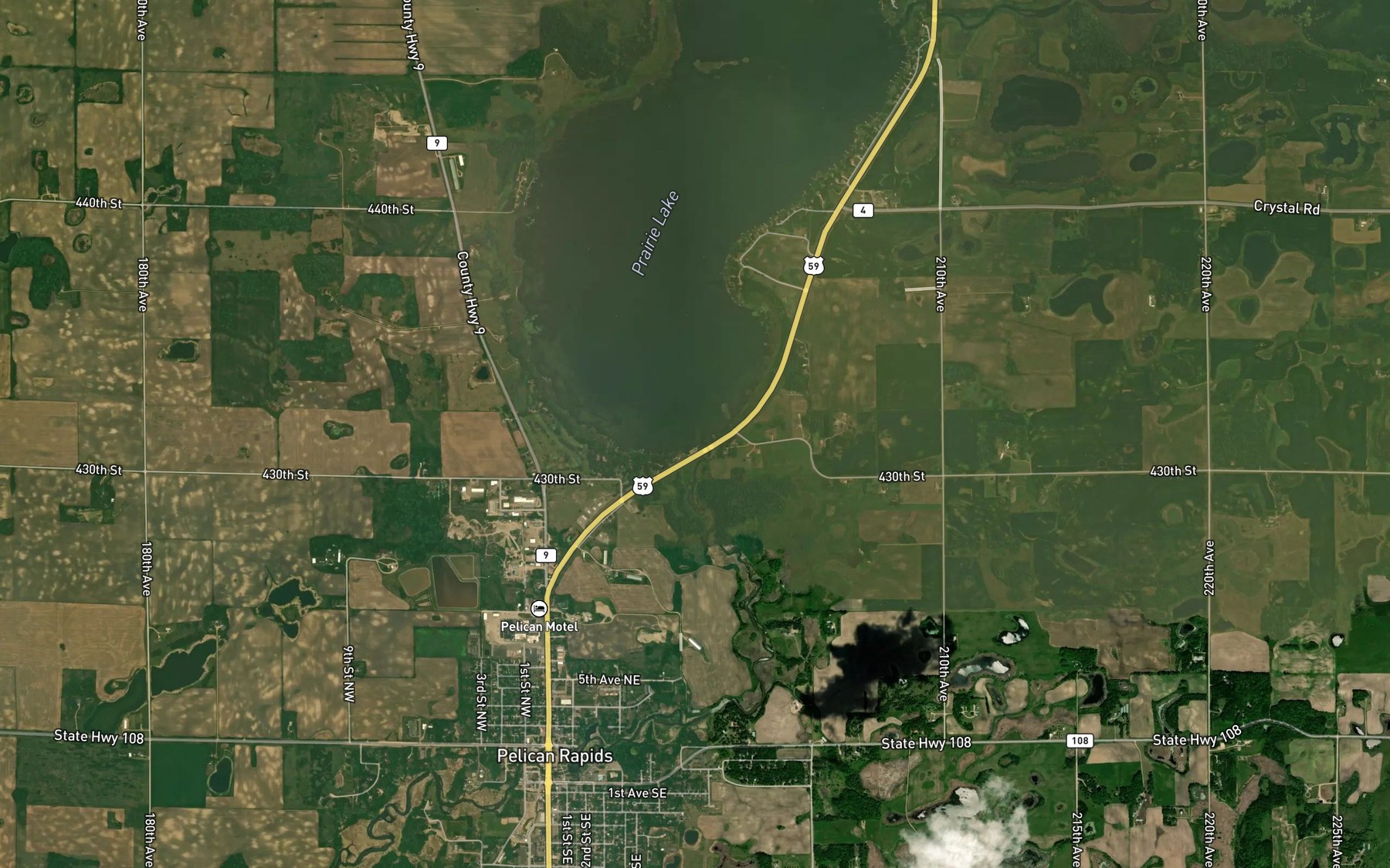 Satellite map of the Prairie Lake