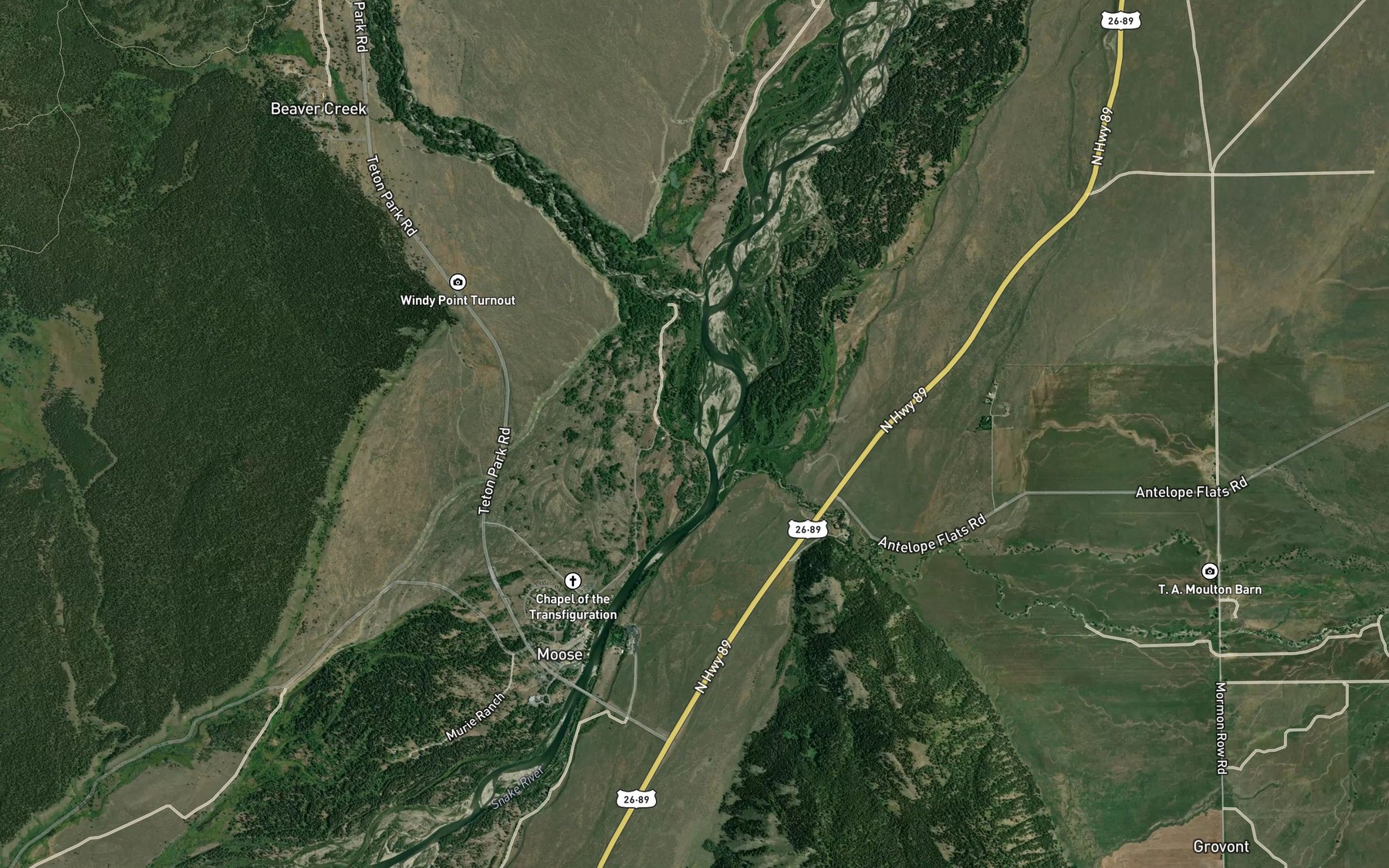 Satellite map of the Cottonwood Creek