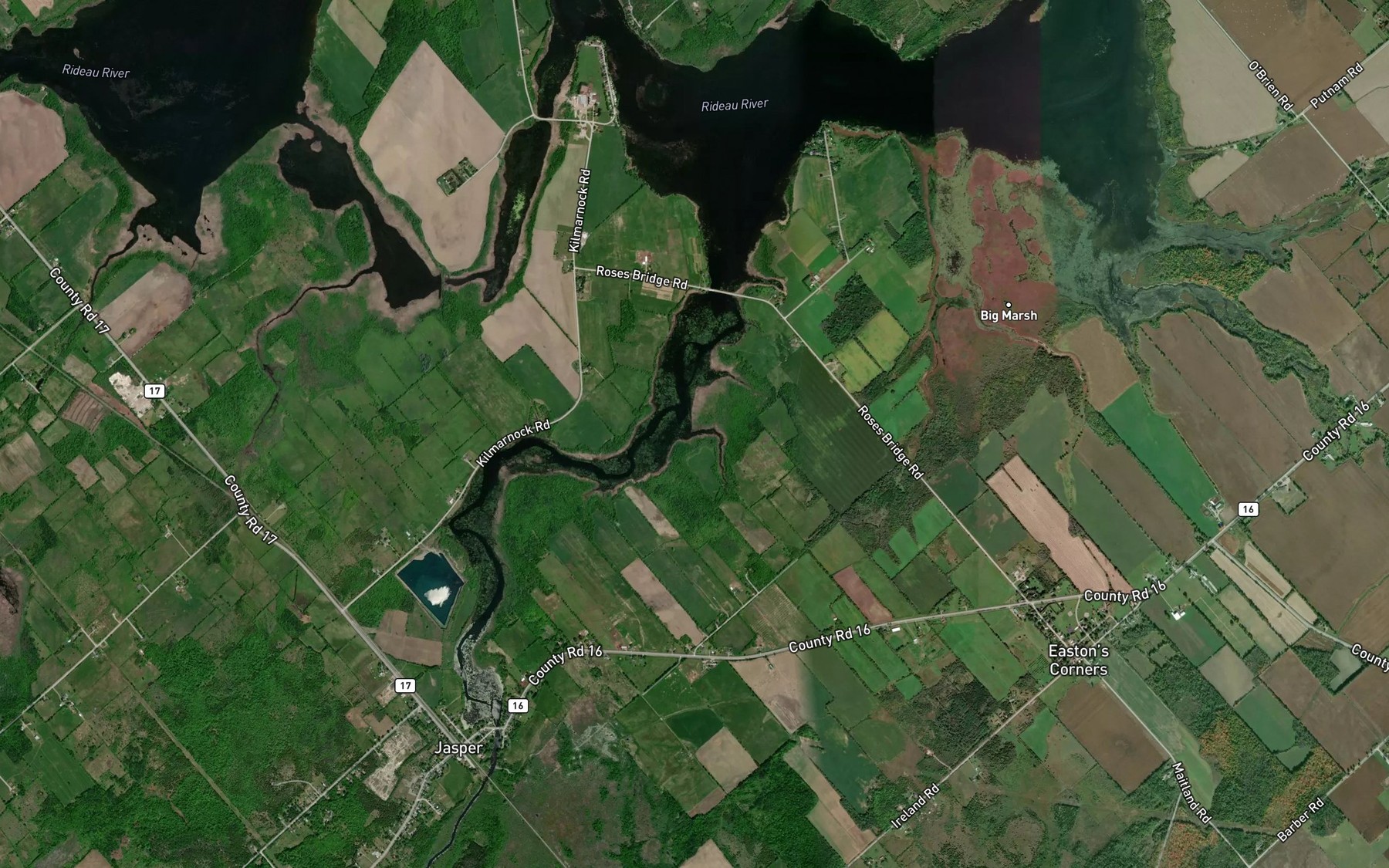 Satellite map of the Irish Creek