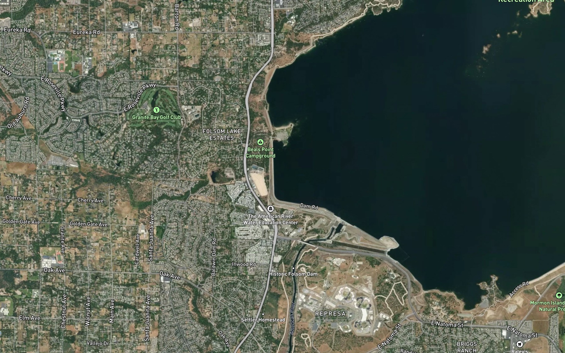 Satellite map of the North Fork Reservoir (historical)