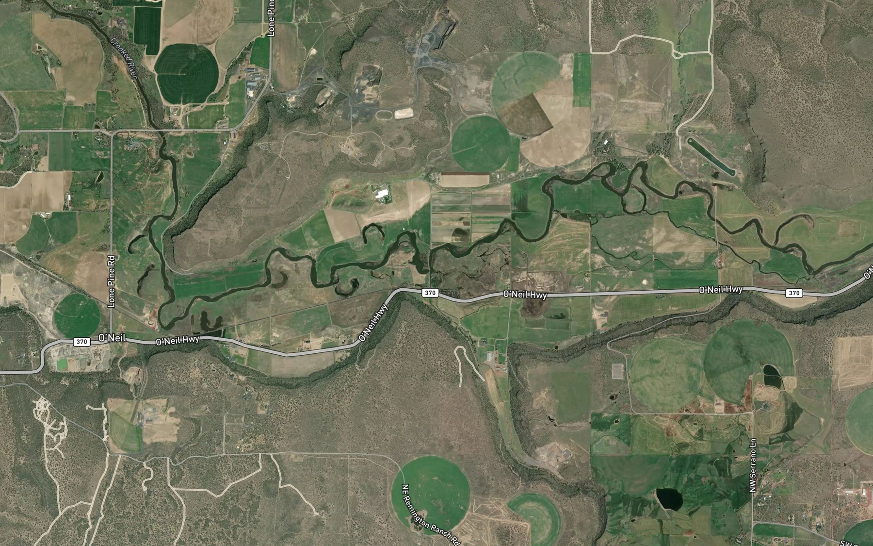Satellite map of the Dry River