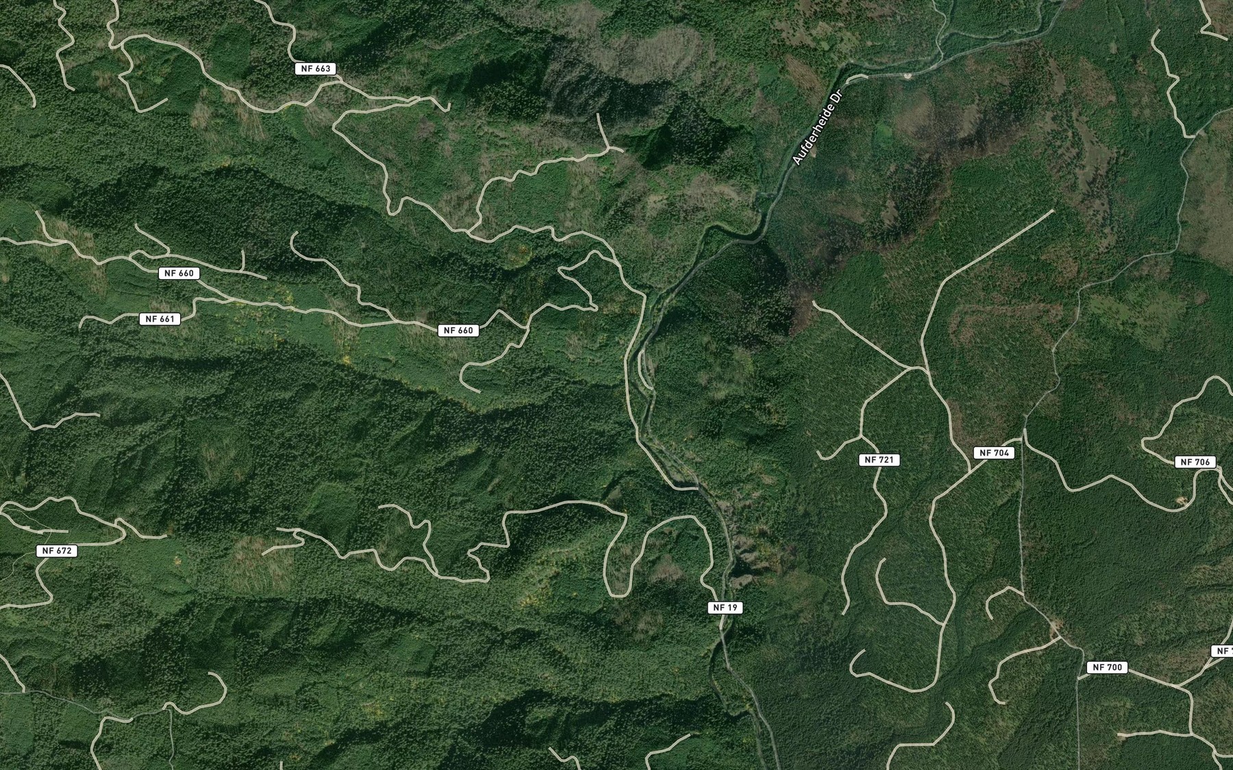 Satellite map of the Hamner Creek