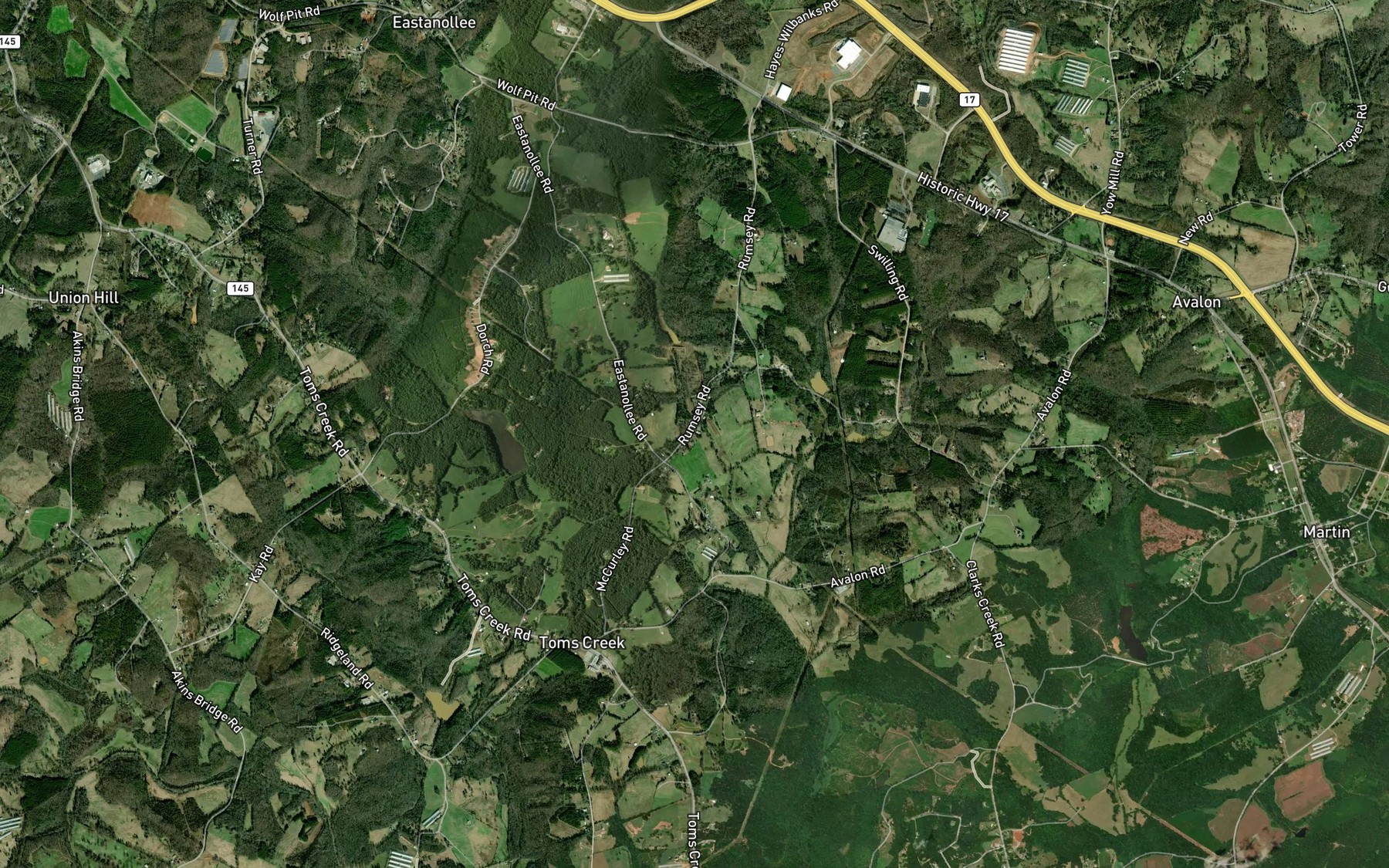 Satellite map of the North Fork Broad River