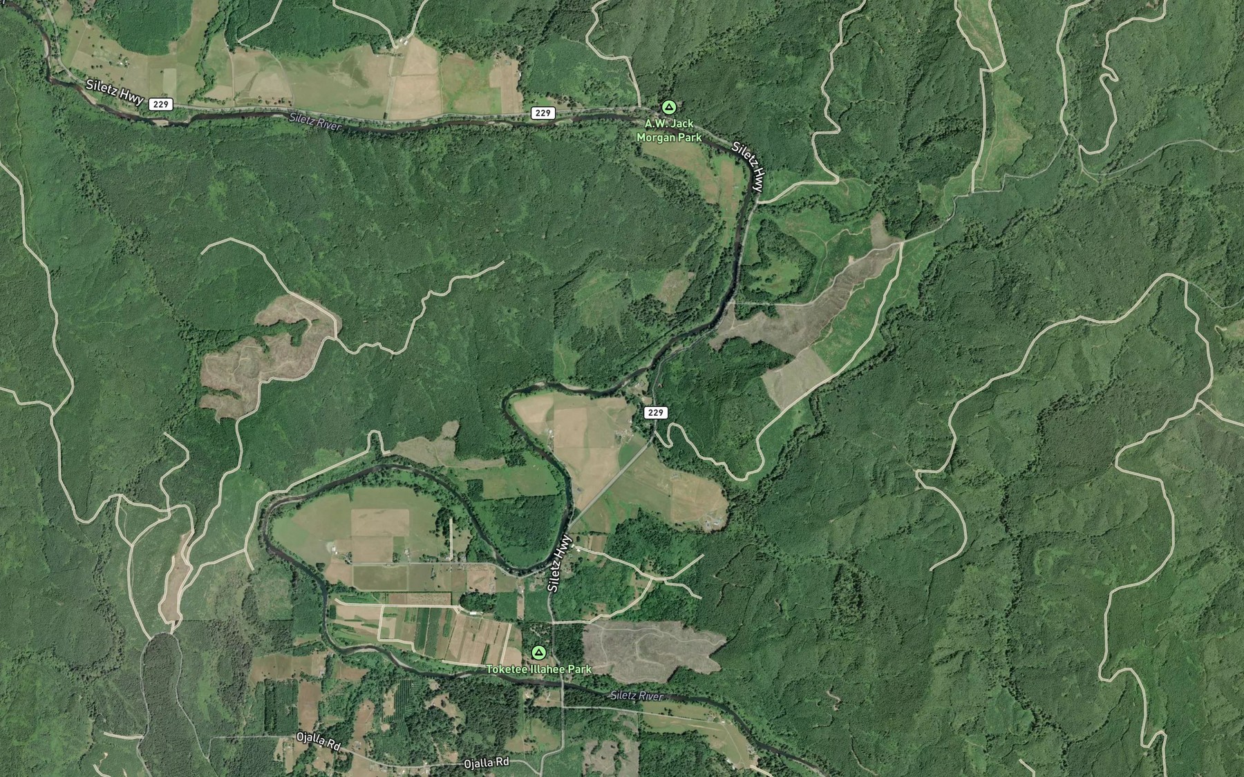 Satellite map of the Euchre Creek