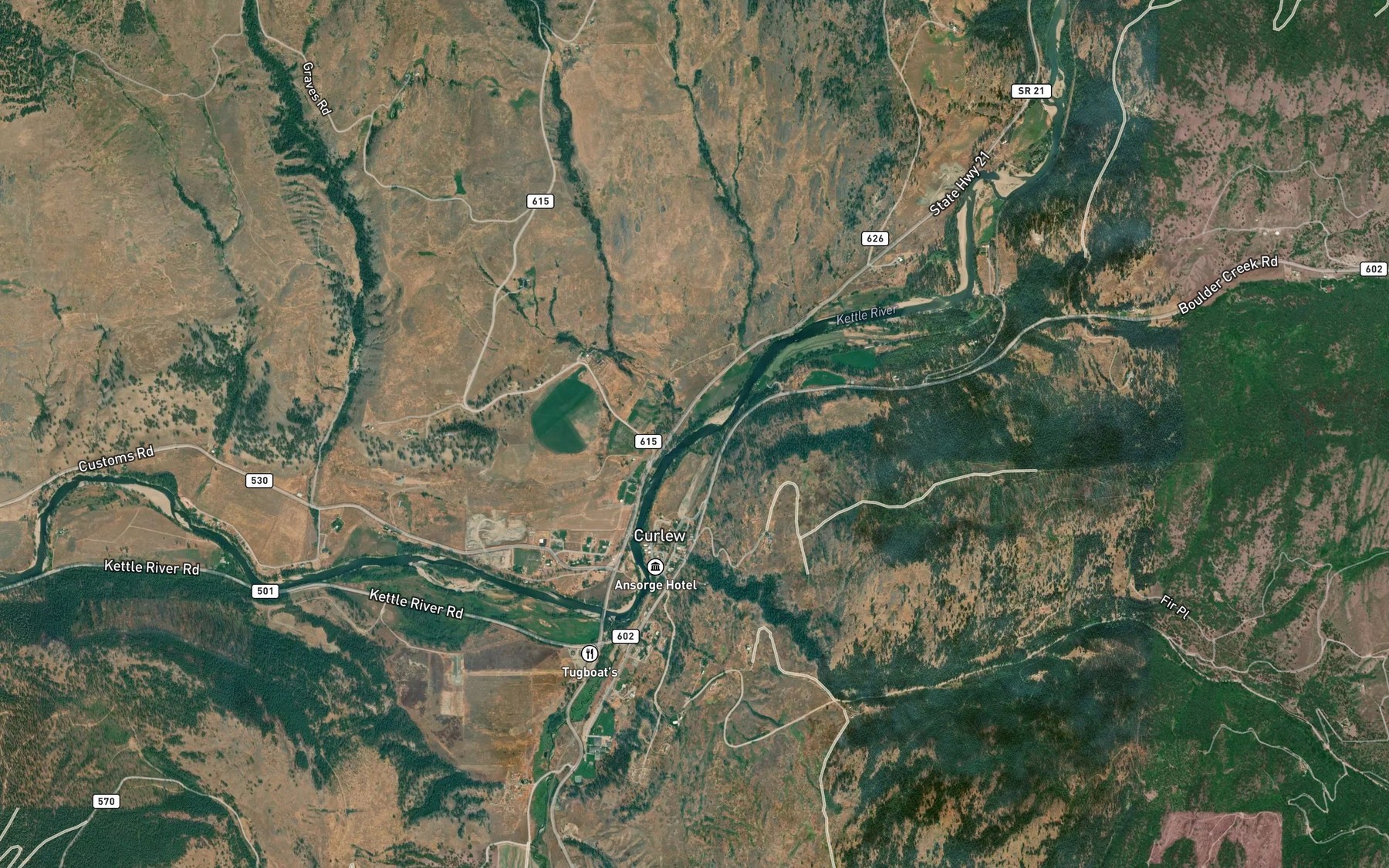 Satellite map of the LaFleur Creek
