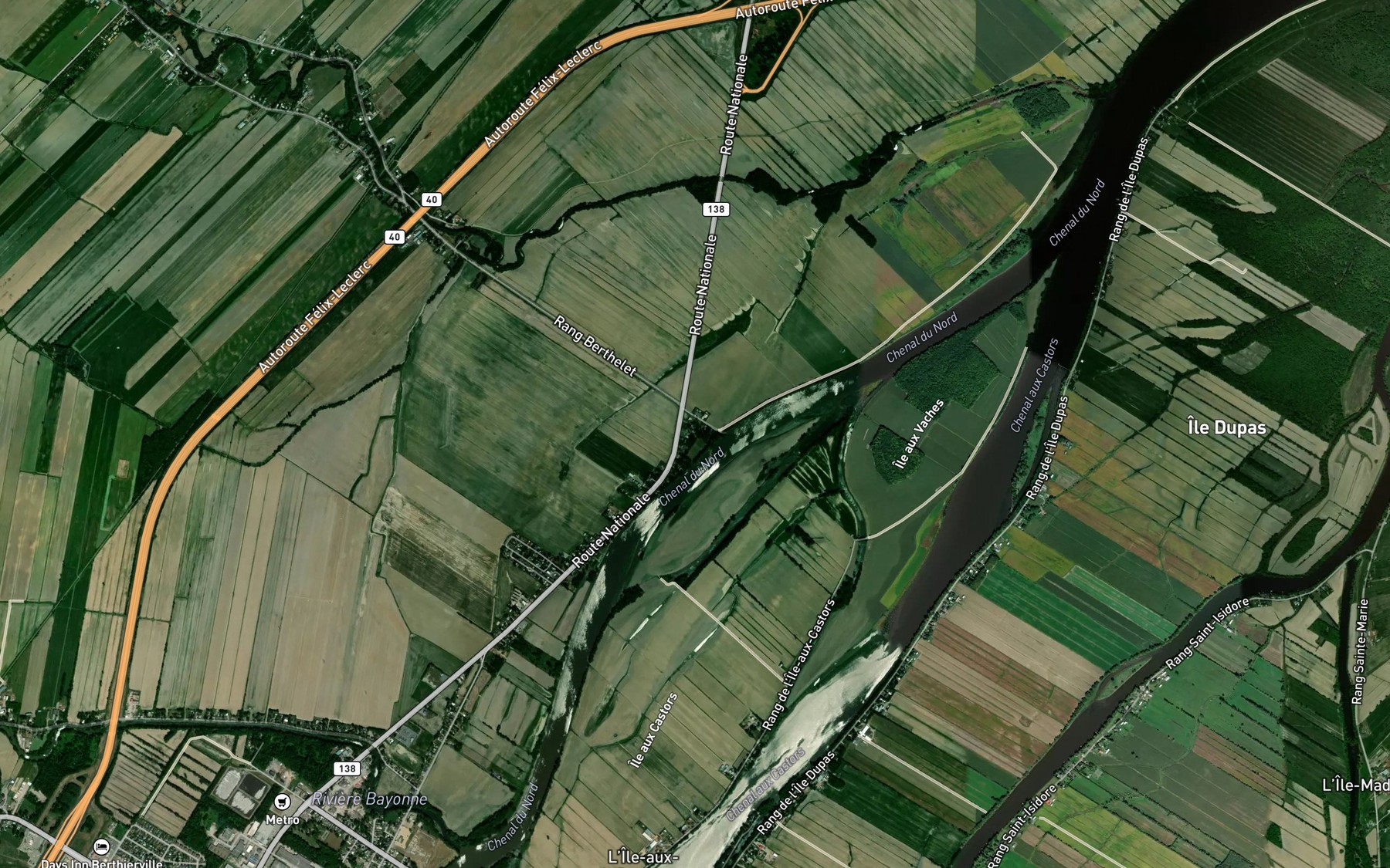Satellite map of the Etang Dupuis