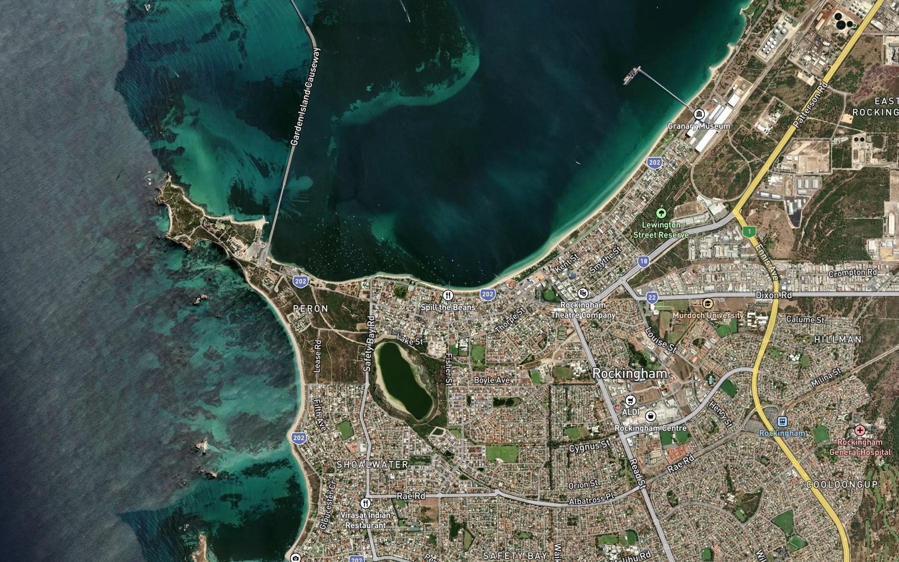 Satellite map of the Mangles Bay
