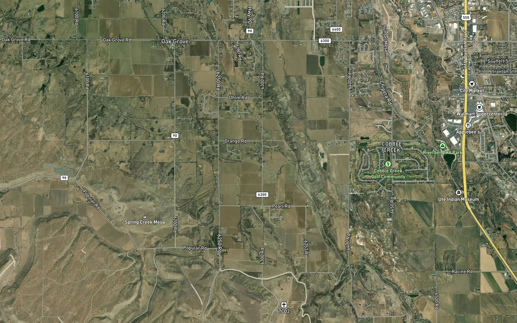 Satellite map of the Montrose and Delta Canal