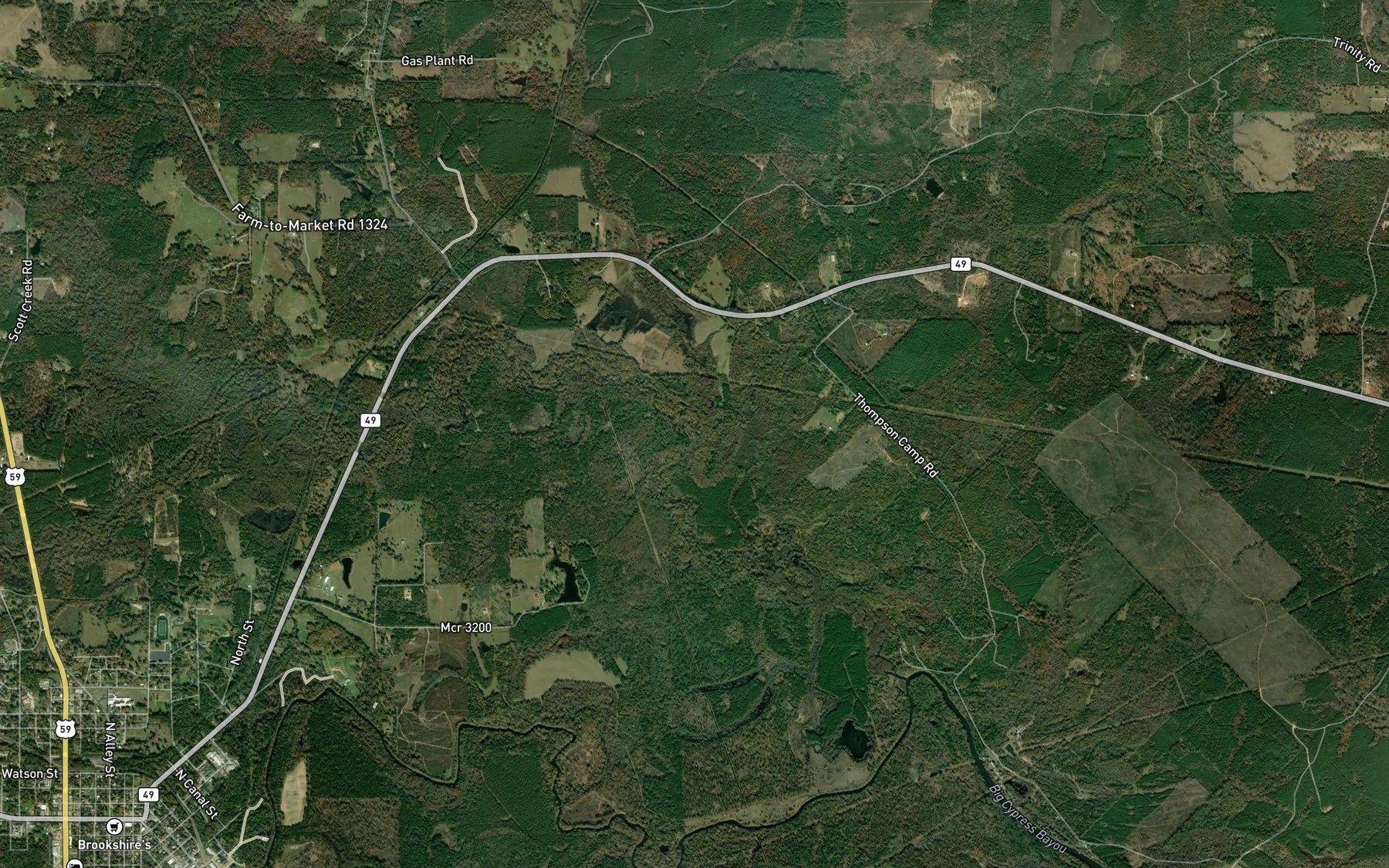 Satellite map of the Hasty Creek