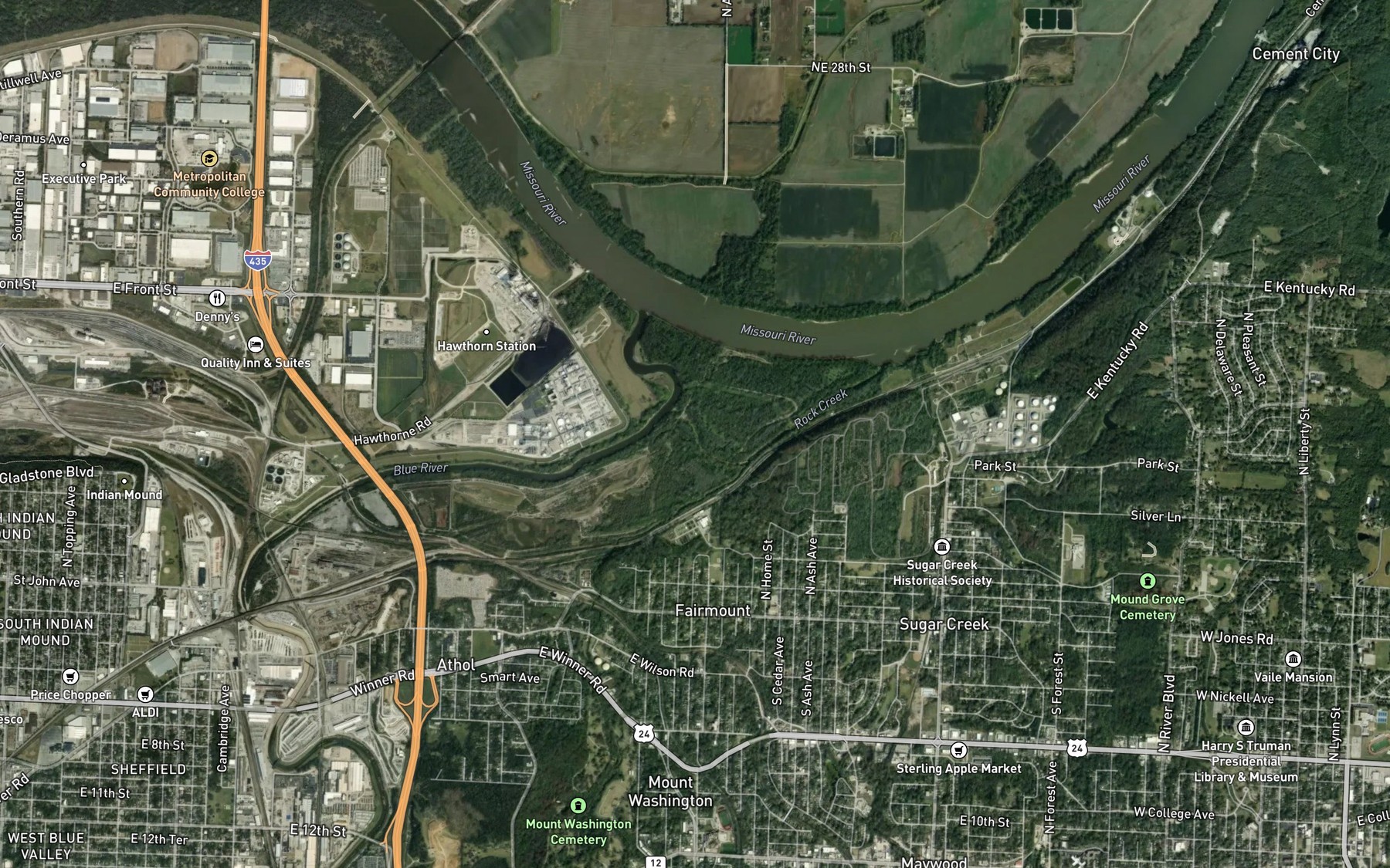 Satellite map of the Rock Creek