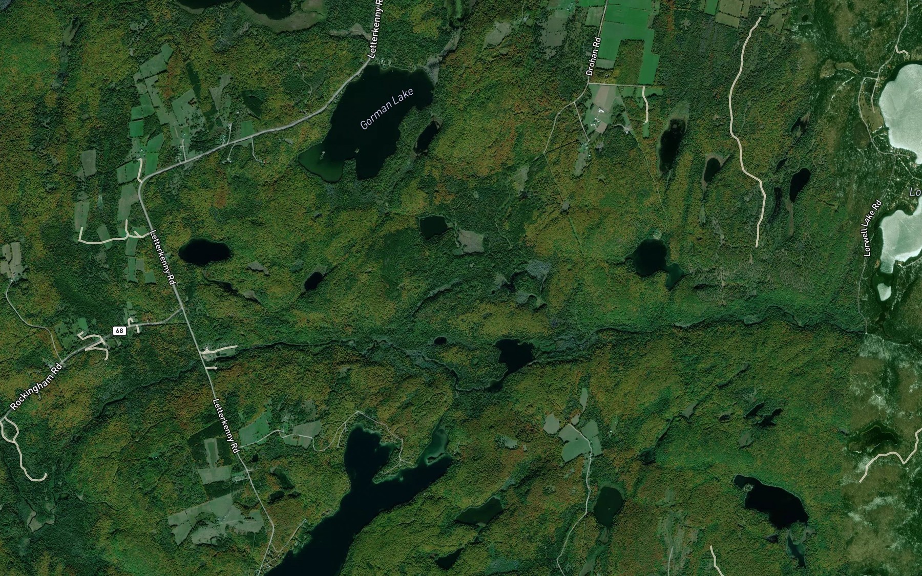Satellite map of the Skunk Pond