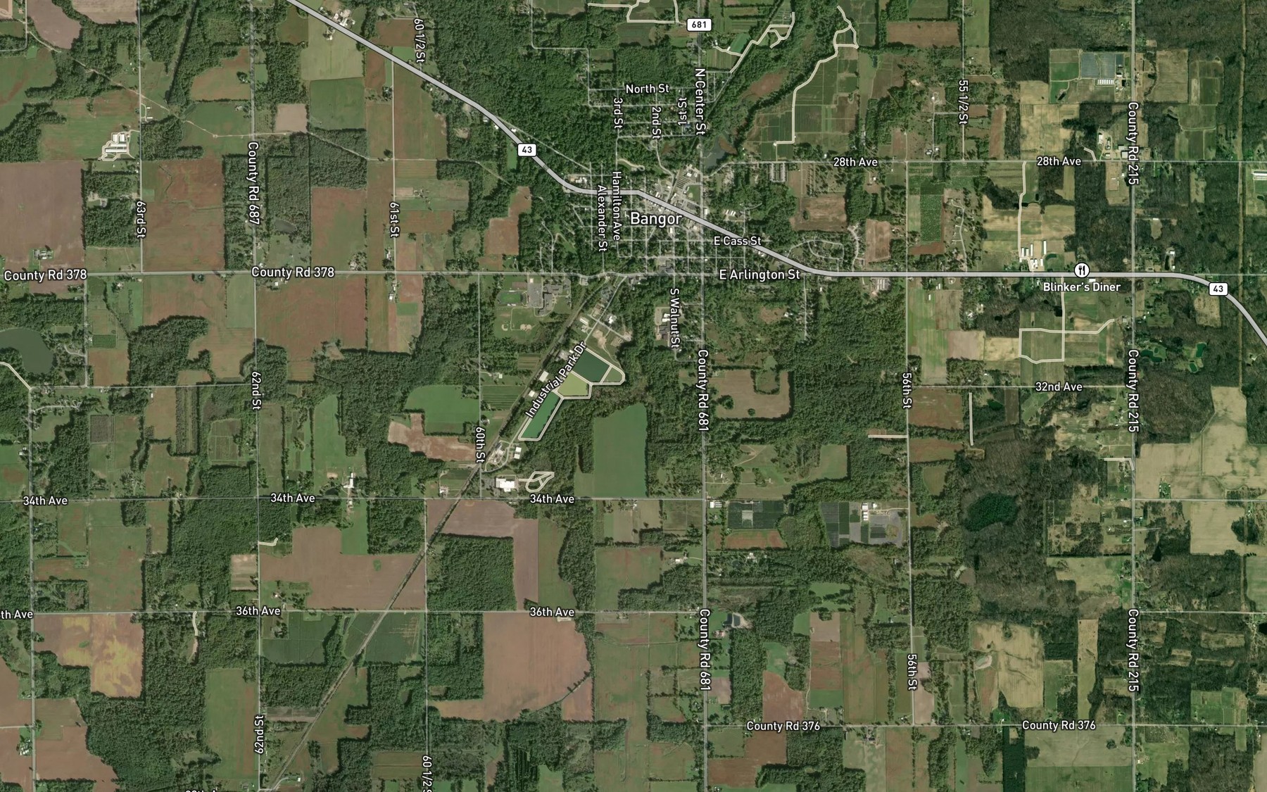 Satellite map of the Nelson Extension Drain