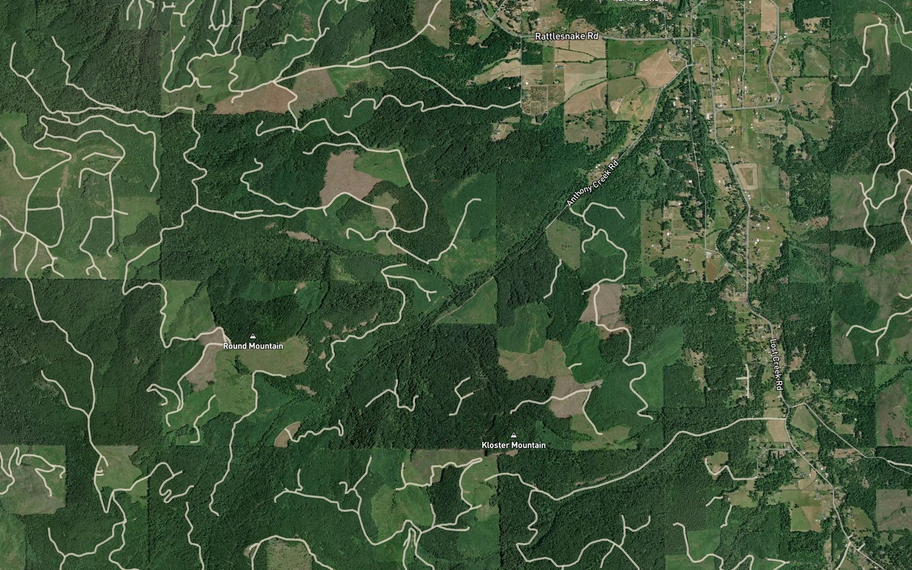 Satellite map of the Dexter Creek