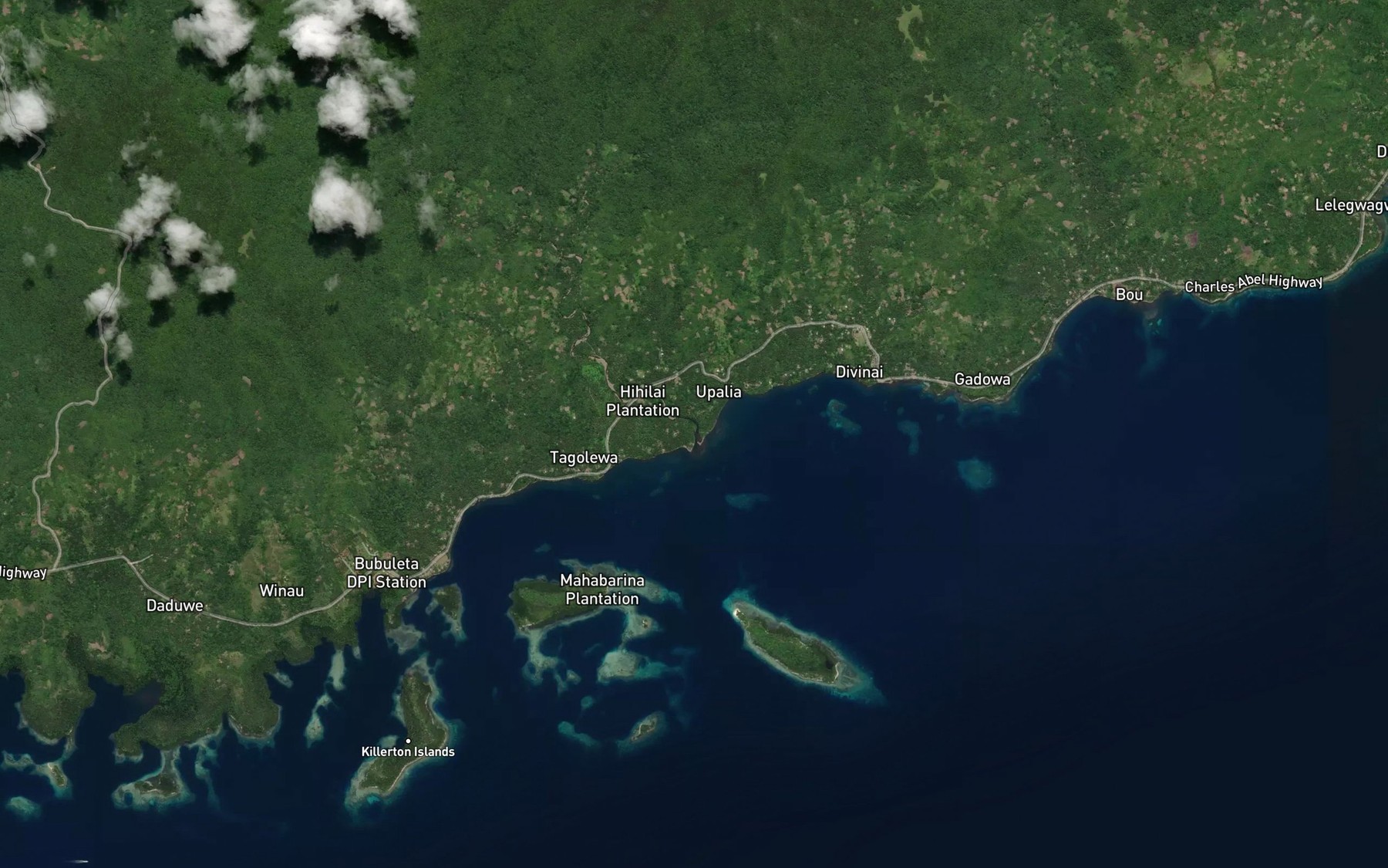 Satellite map of the Uparai River
