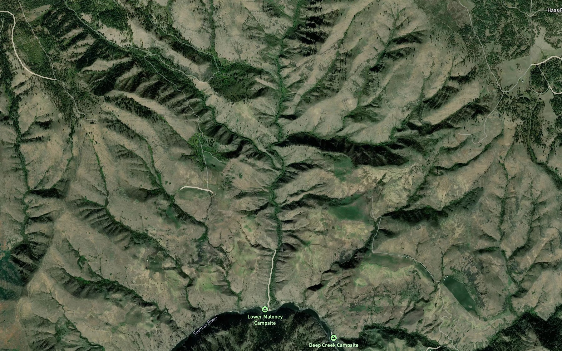 Satellite map of the Maloney Creek