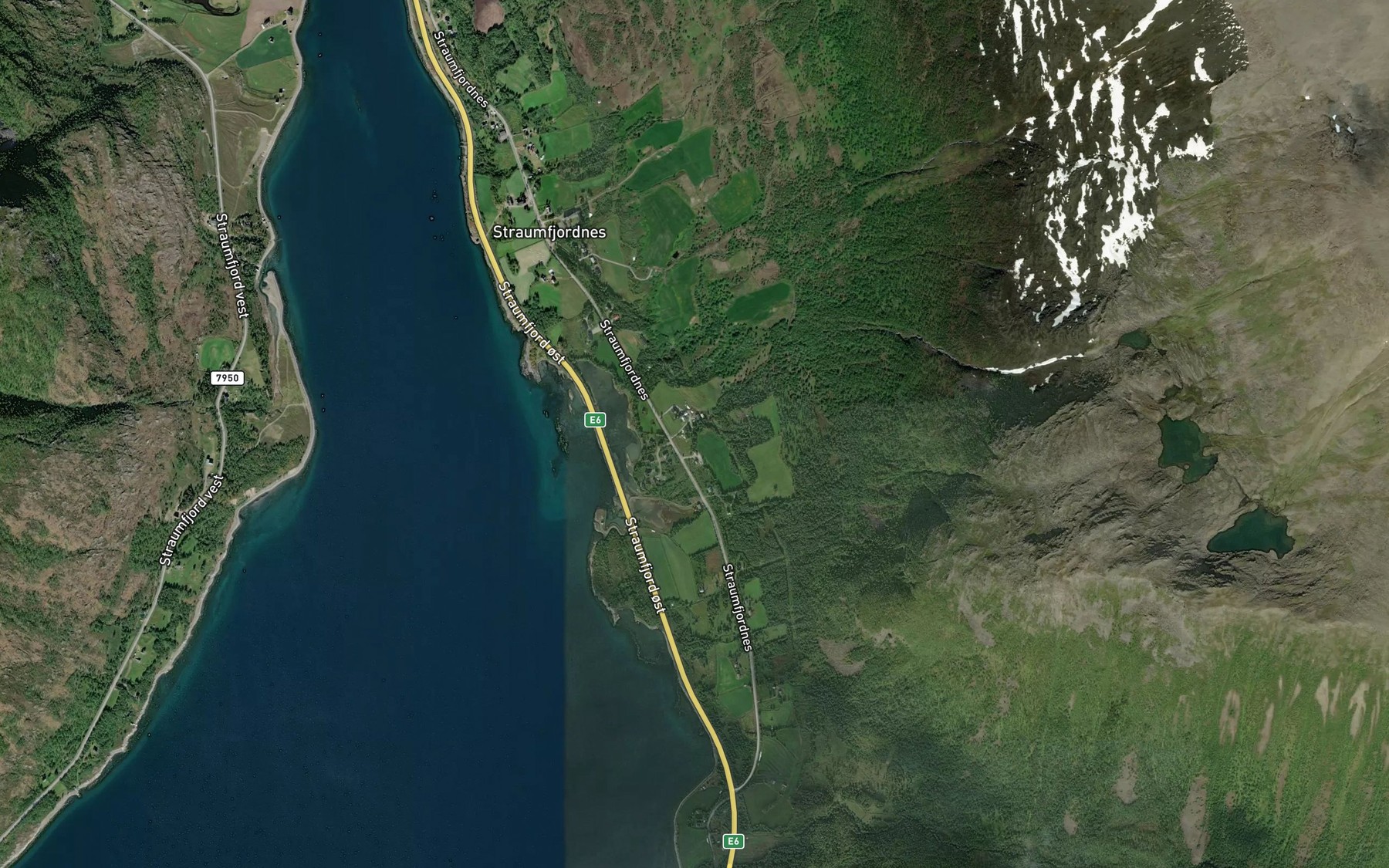 Satellite map of the Skredelva