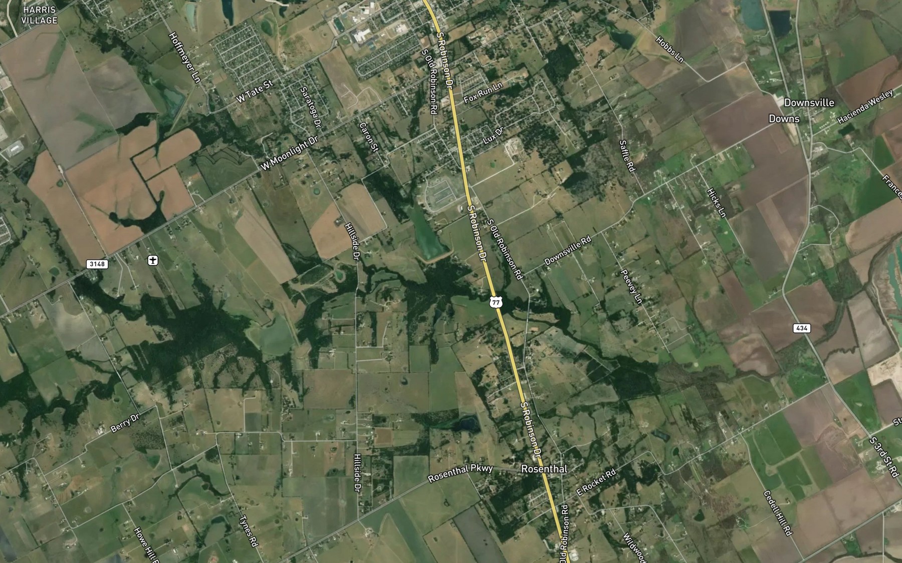 Satellite map of the Crow Creek