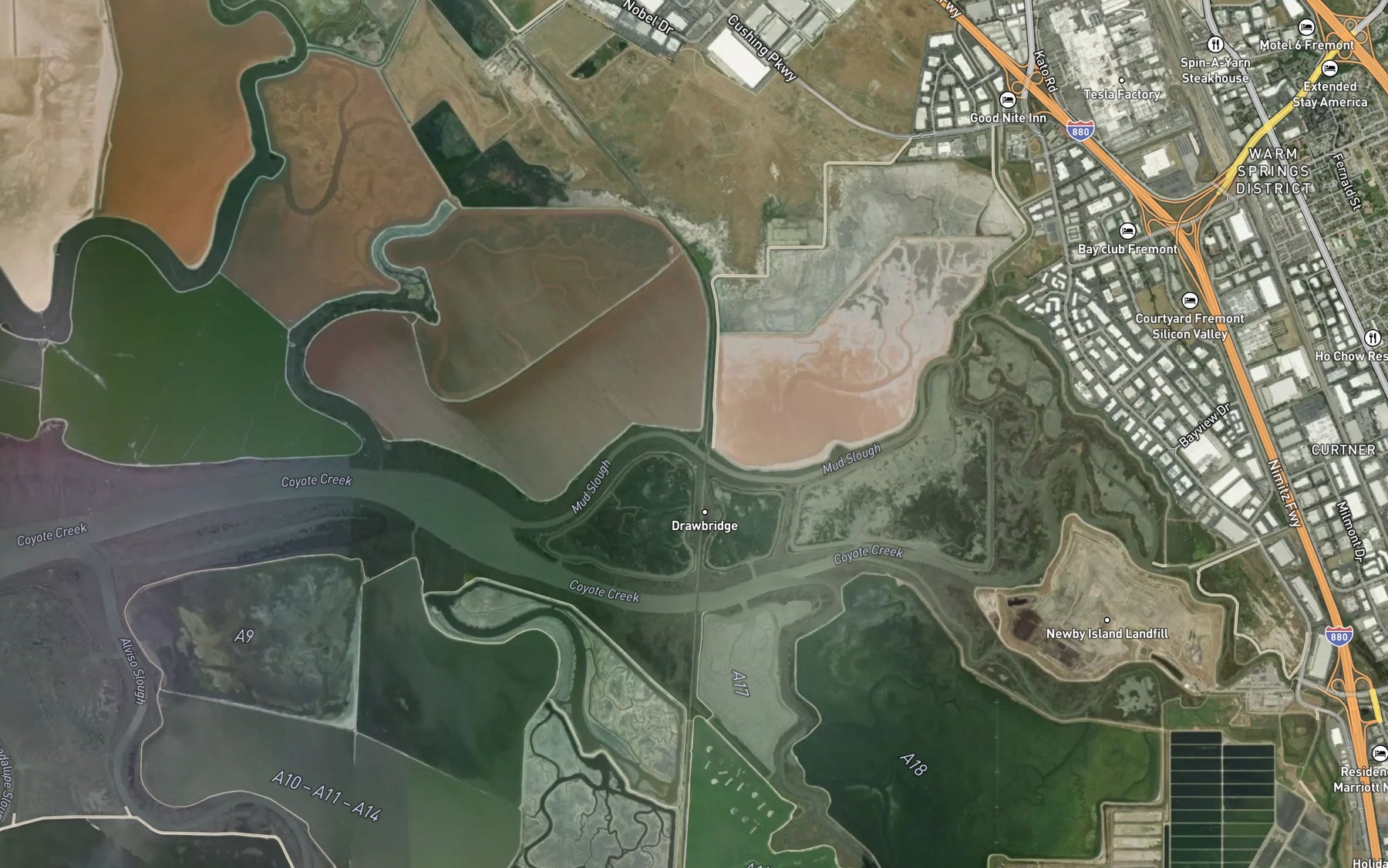 Satellite map of the Coyote Lagoon
