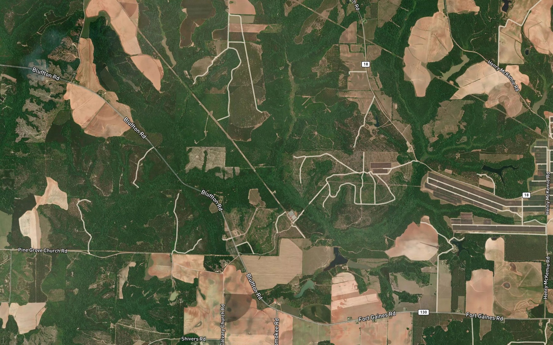 Satellite map of the Huckleberry Branch