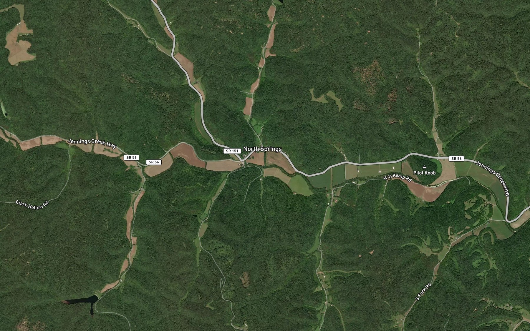 Satellite map of the Crabtree Creek