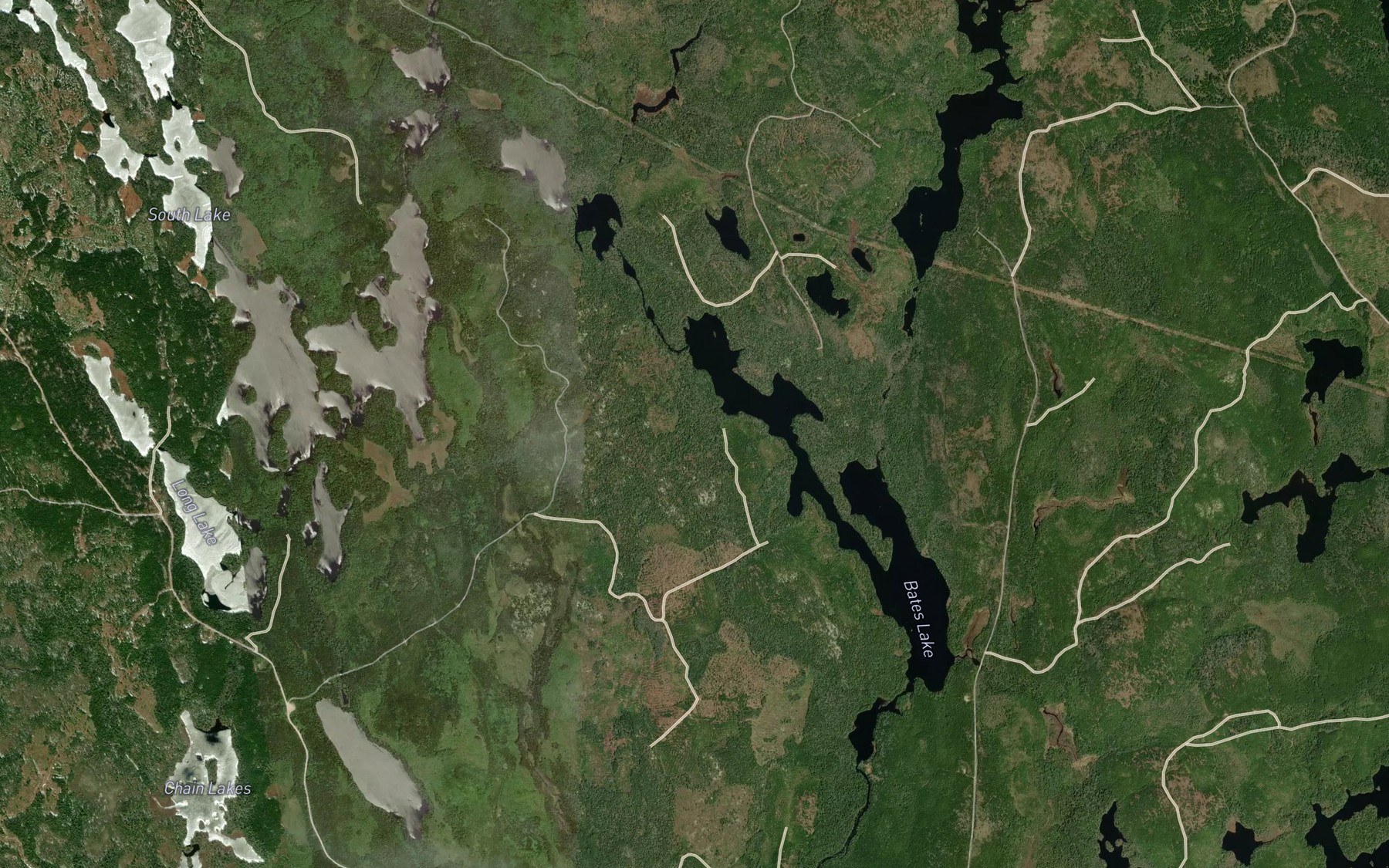 Satellite map of the Simey Lake Run