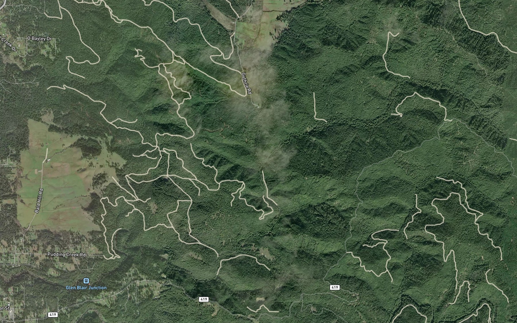 Satellite map of the Little Valley Creek