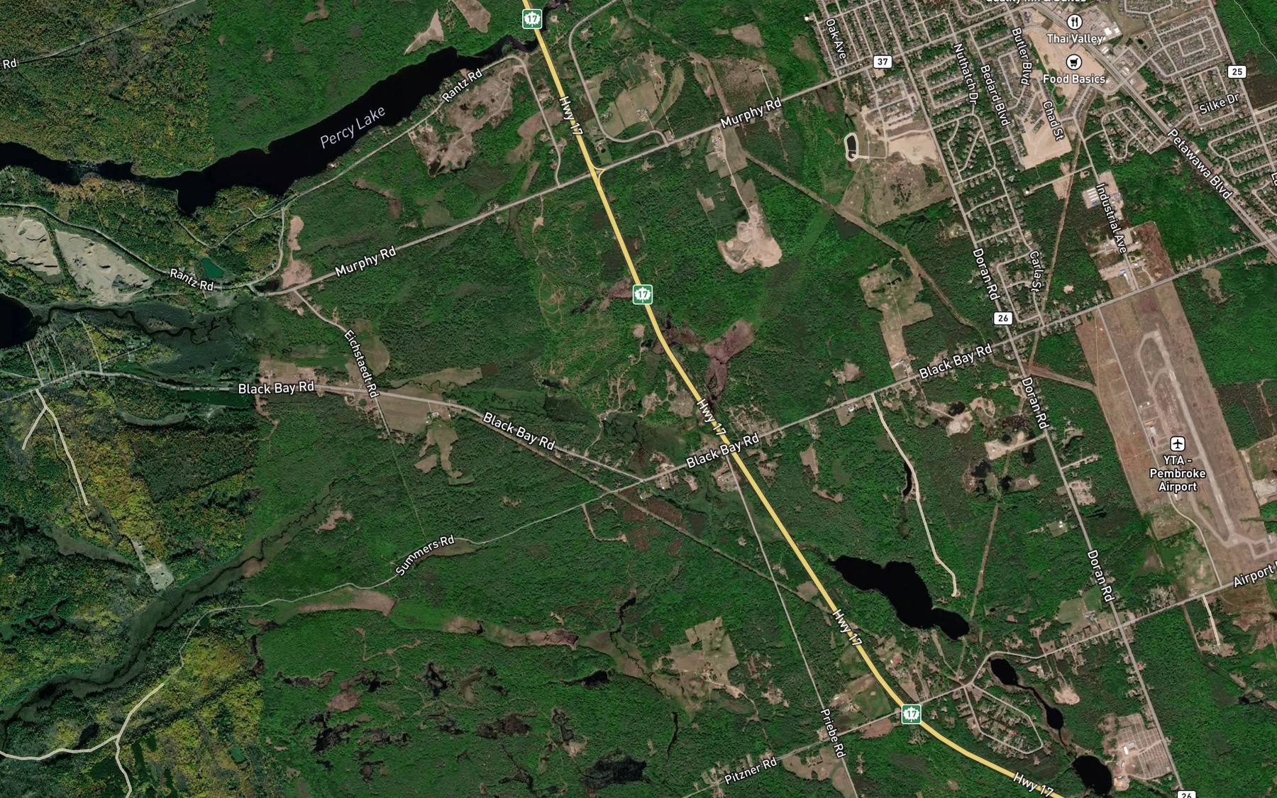 Satellite map of the Summers Creek