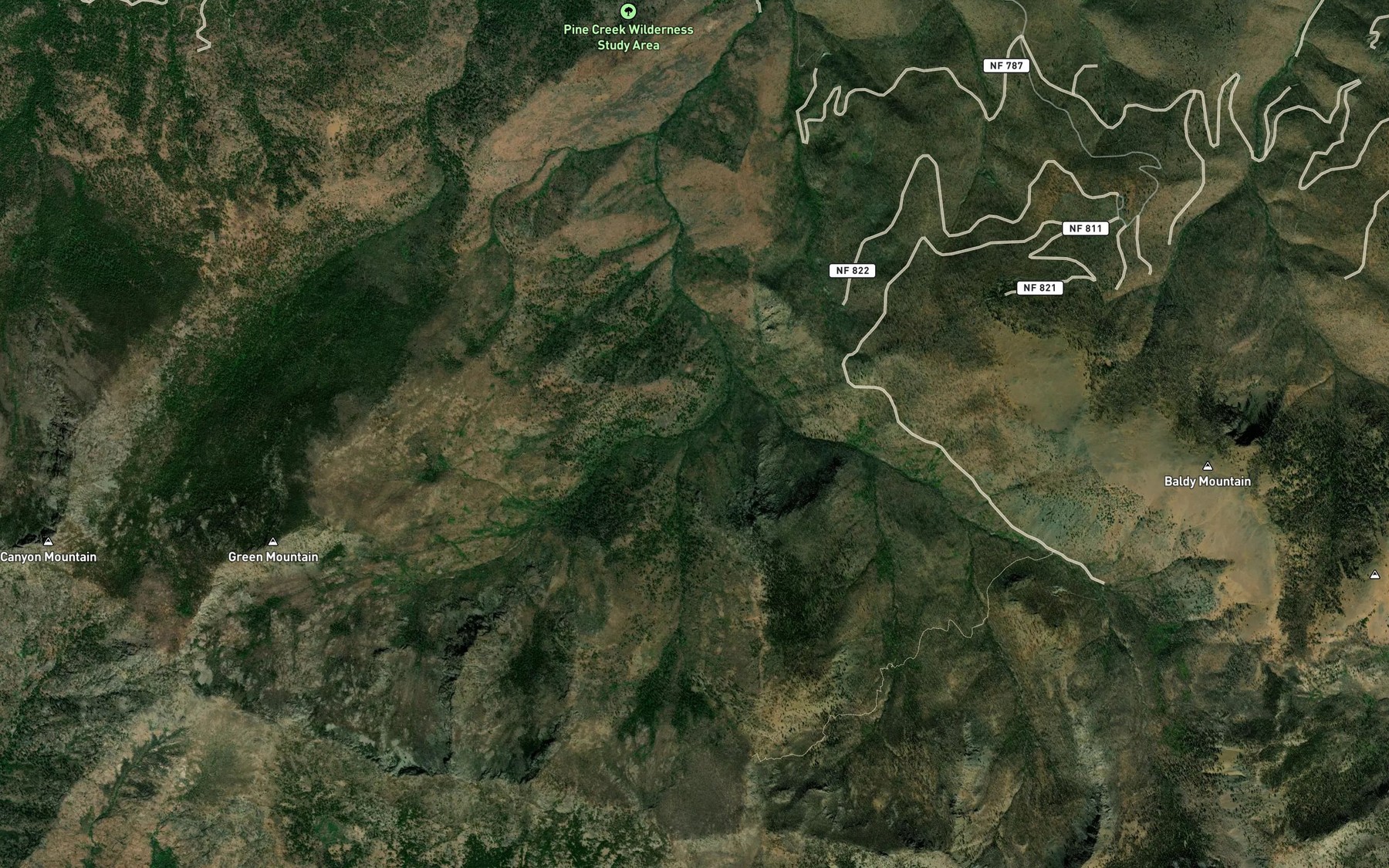 Satellite map of the Lost Fork