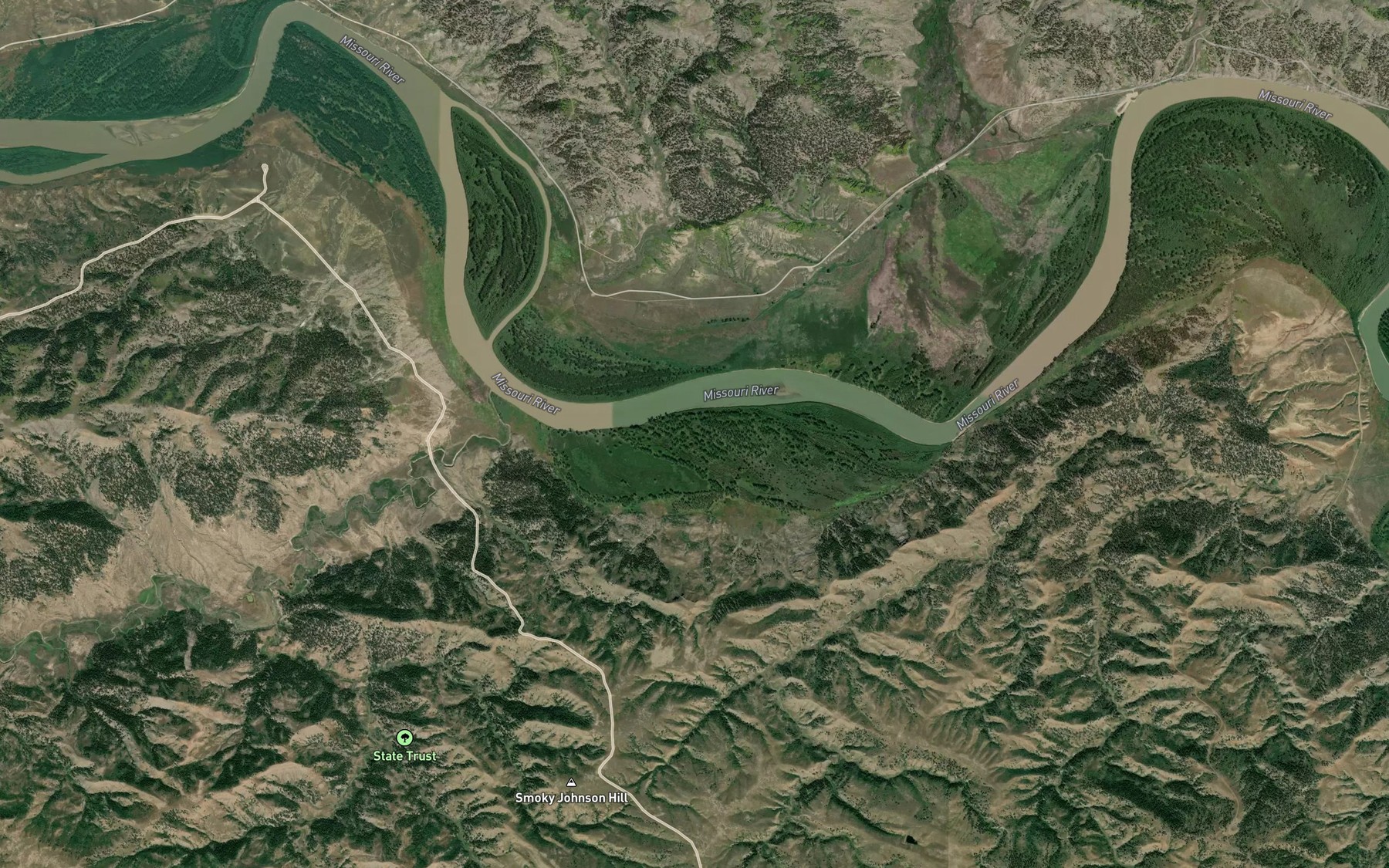 Satellite map of the Johnson Bottoms