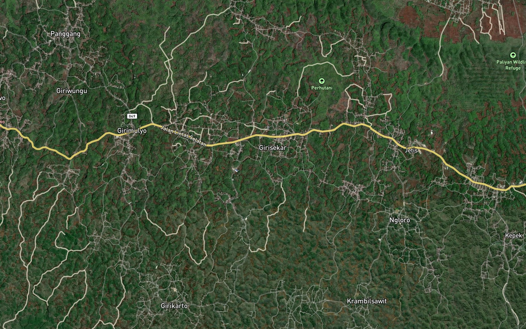 Satellite map of the Danau Pakem