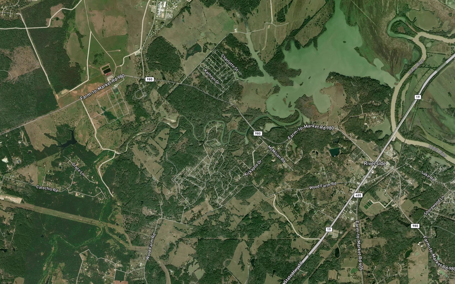 Satellite map of the Caney Creek