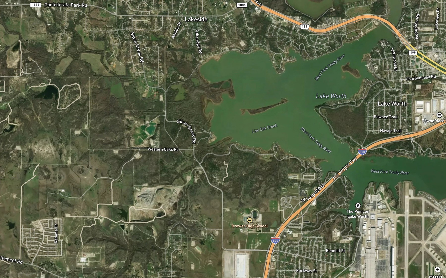 Satellite map of the Live Oak Creek