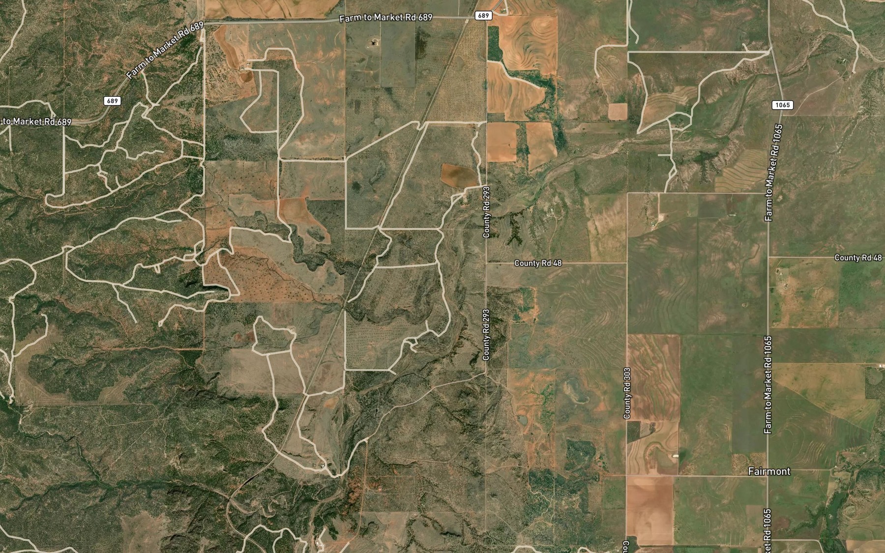 Satellite map of the Hackberry Creek