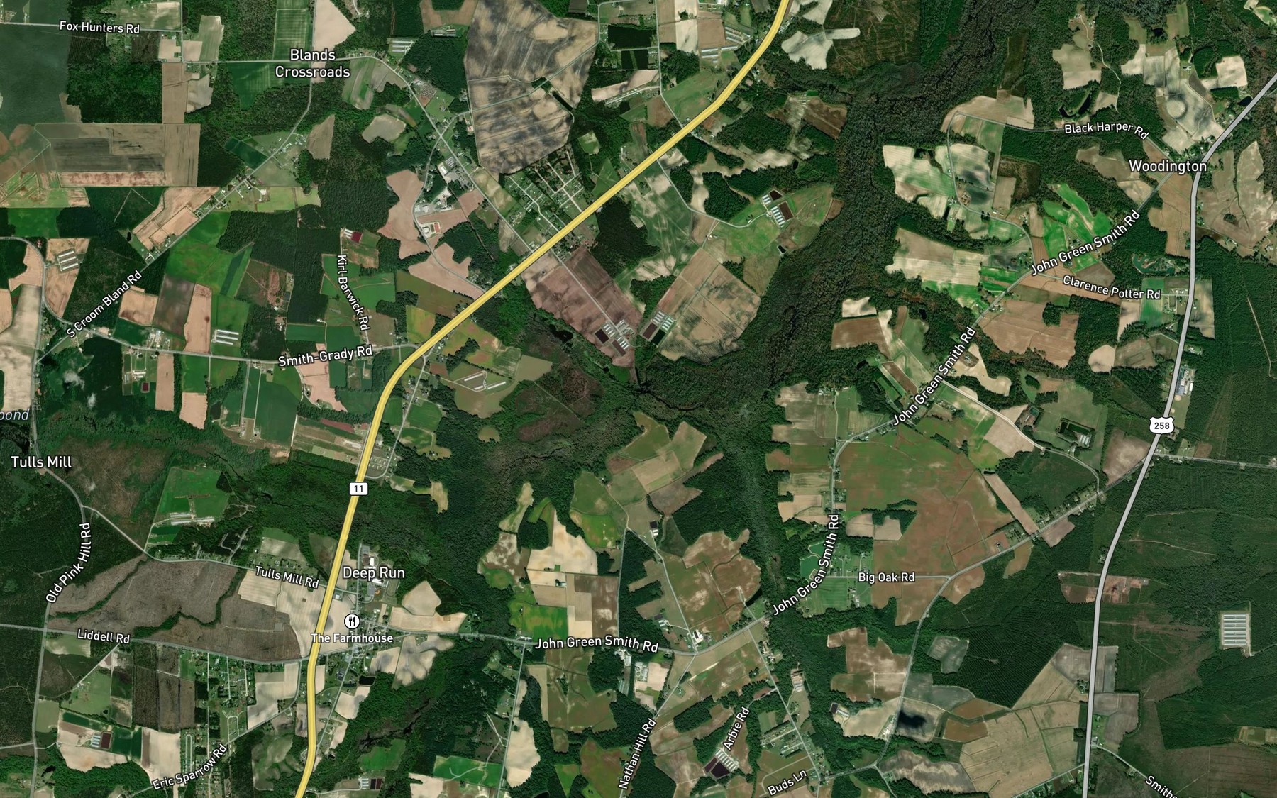 Satellite map of the Horse Branch