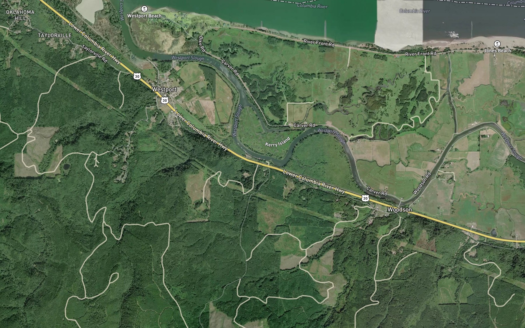 Satellite map of the Ross Creek