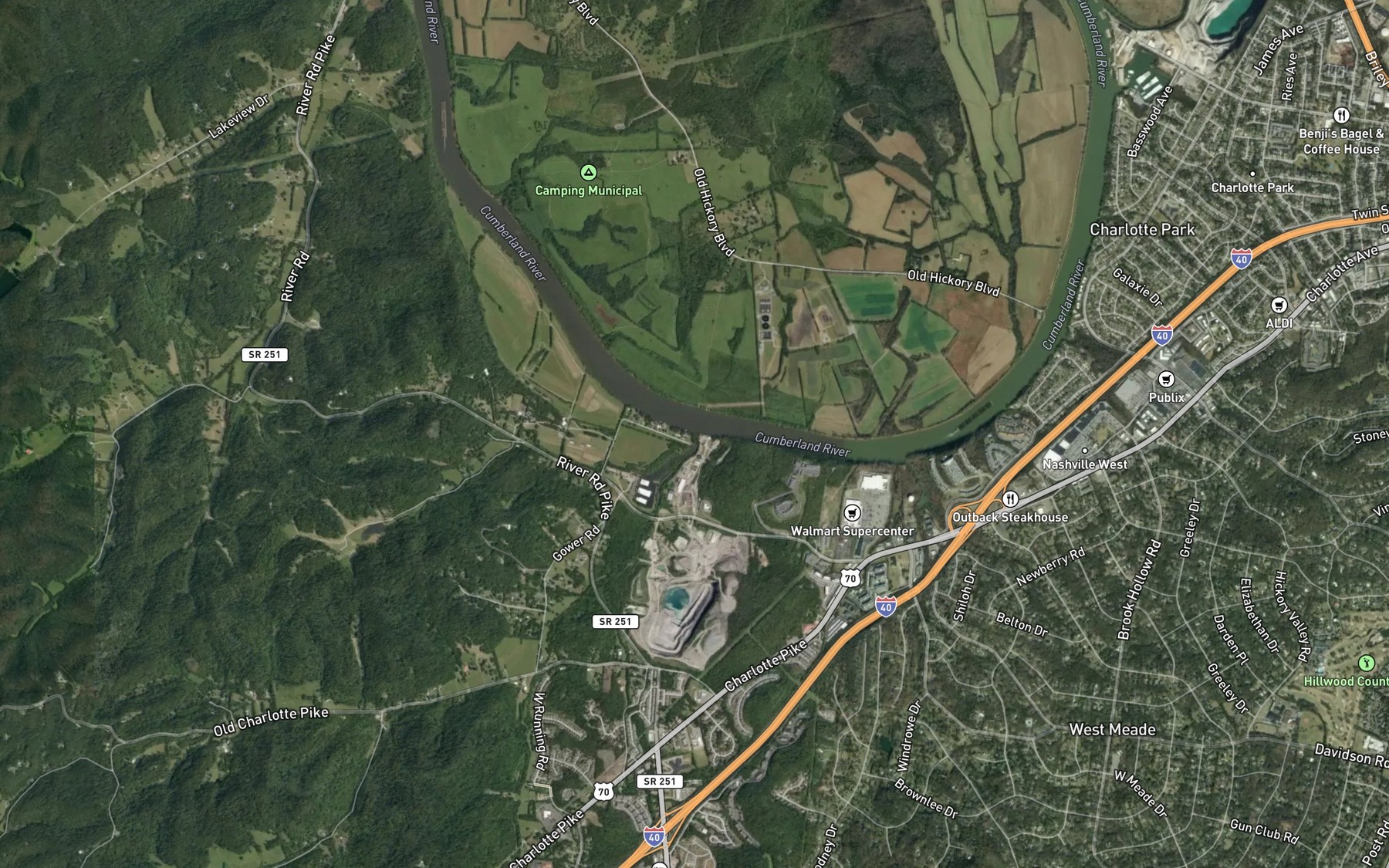 Satellite map of the Overall Creek