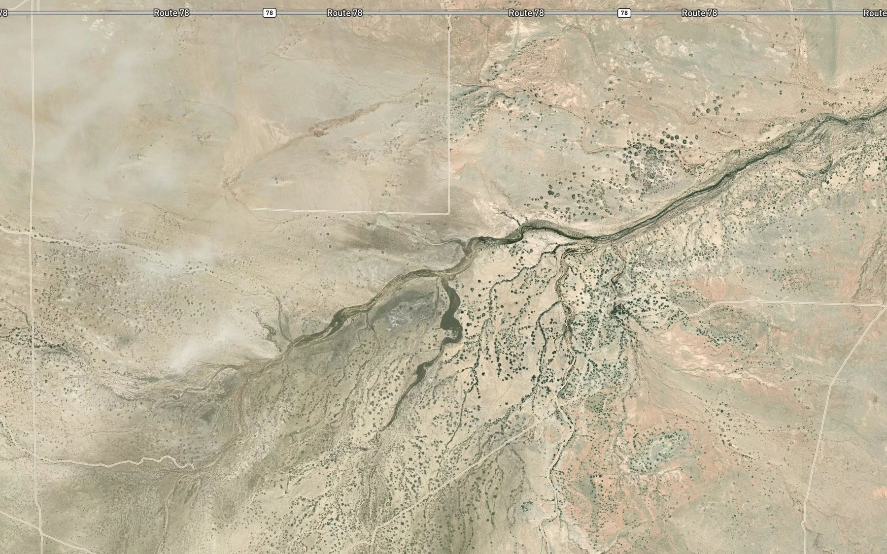 Satellite map of the Carrizo Wash