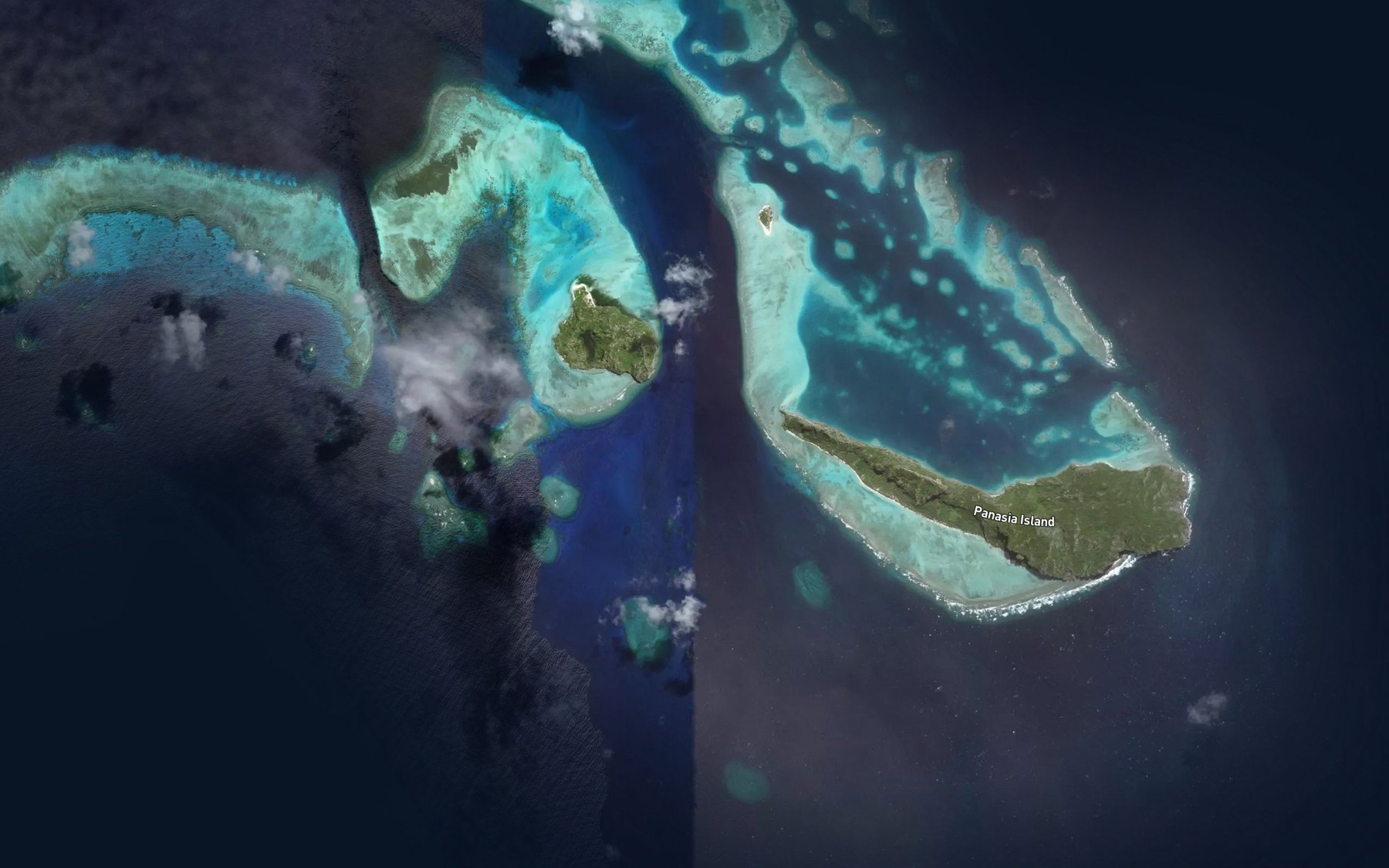 Satellite map of the Howai Tinua Passage