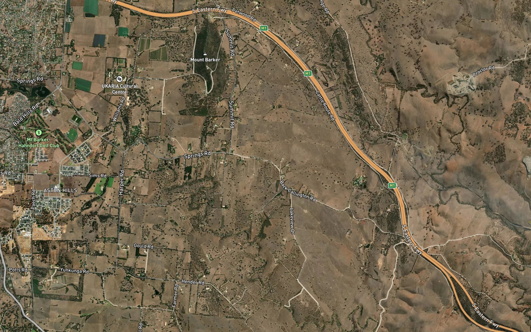 Satellite map of the Nairne Creek