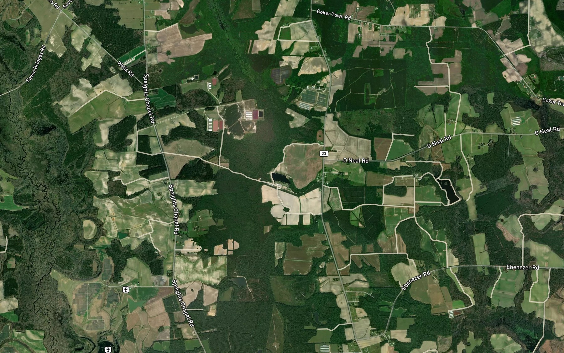 Satellite map of the Gammons Pond