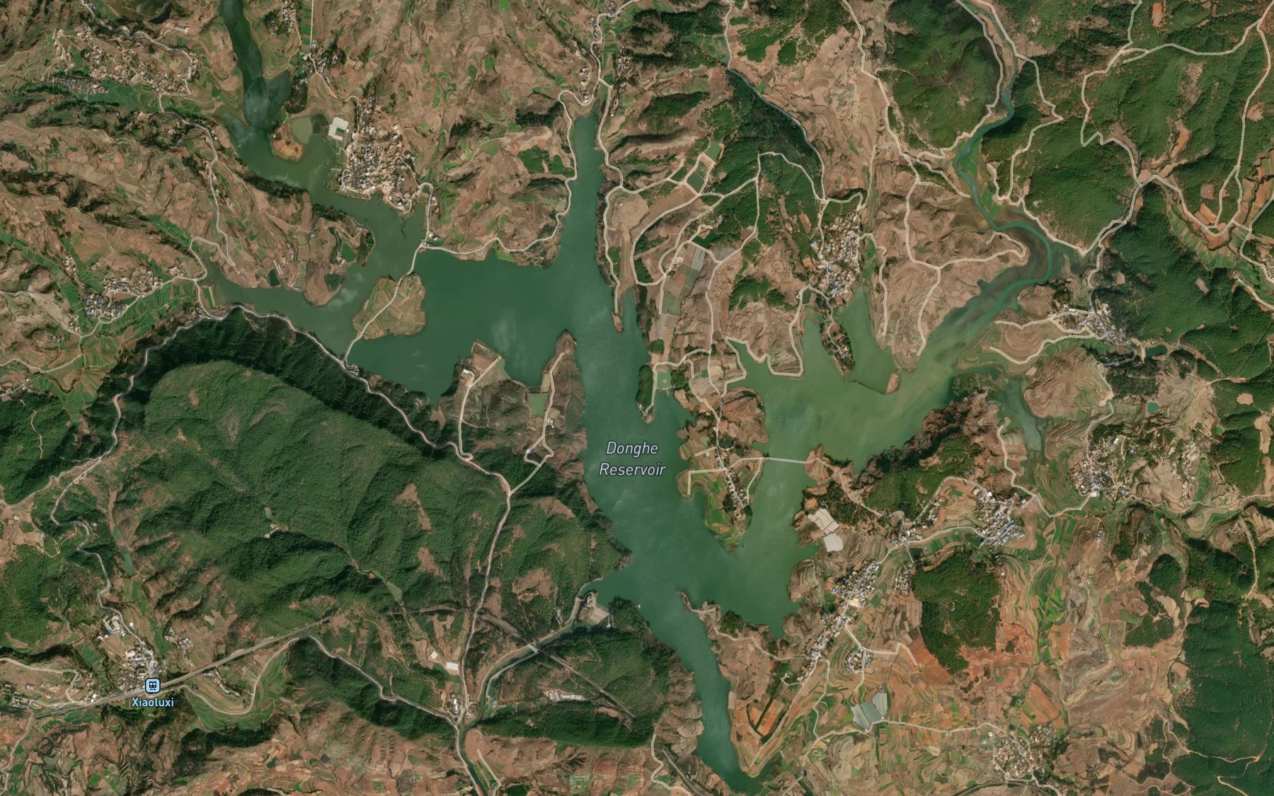 Satellite map of the Donghe Shuiku