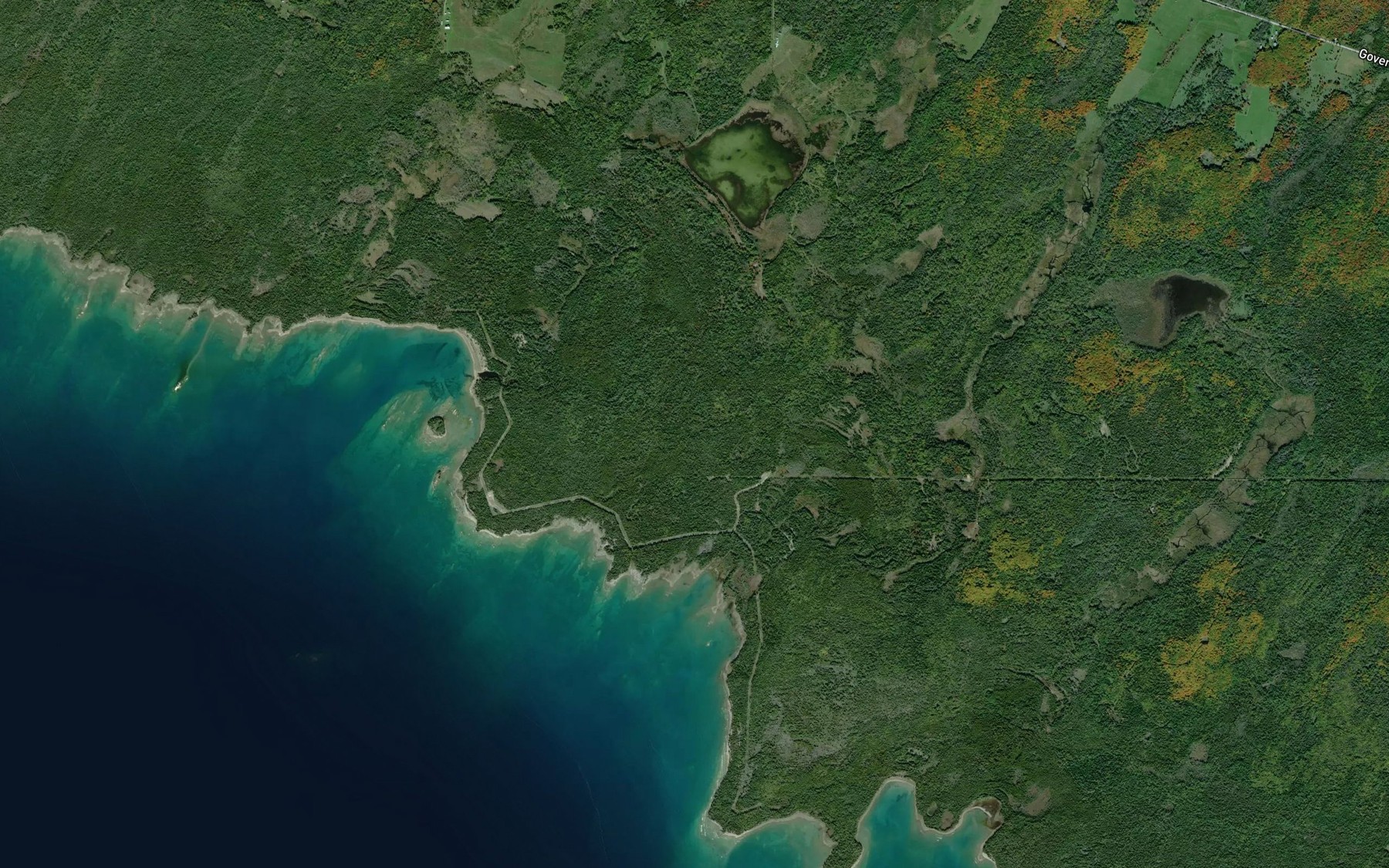 Satellite map of the Hughson Creek