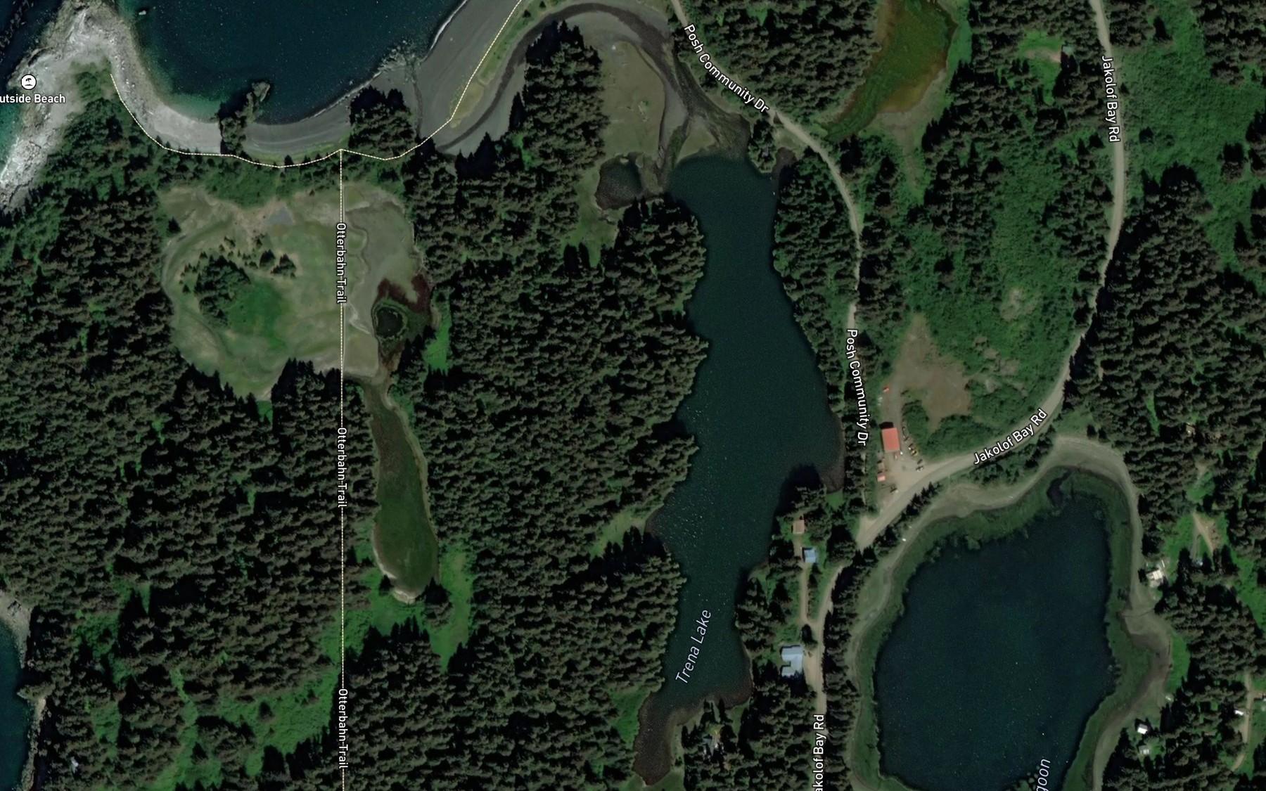Satellite map of the Trena Lake