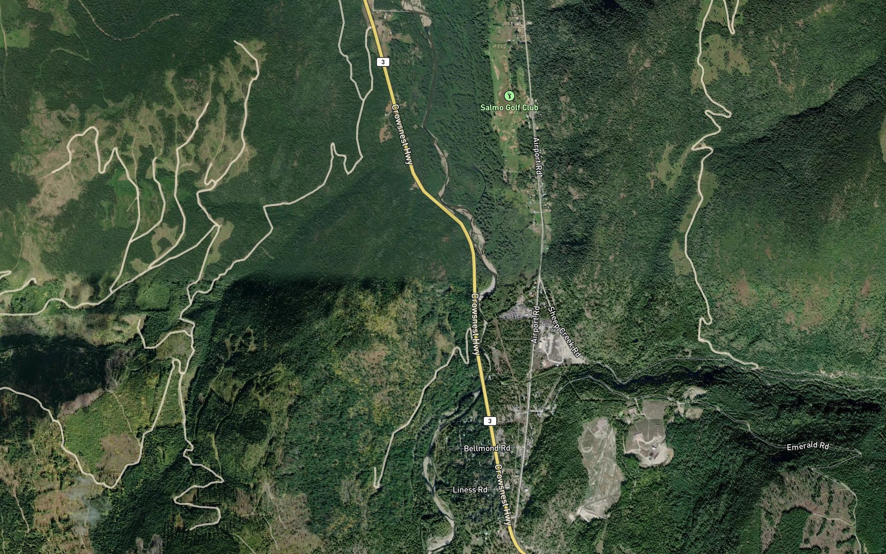 Satellite map of the Sheep Creek
