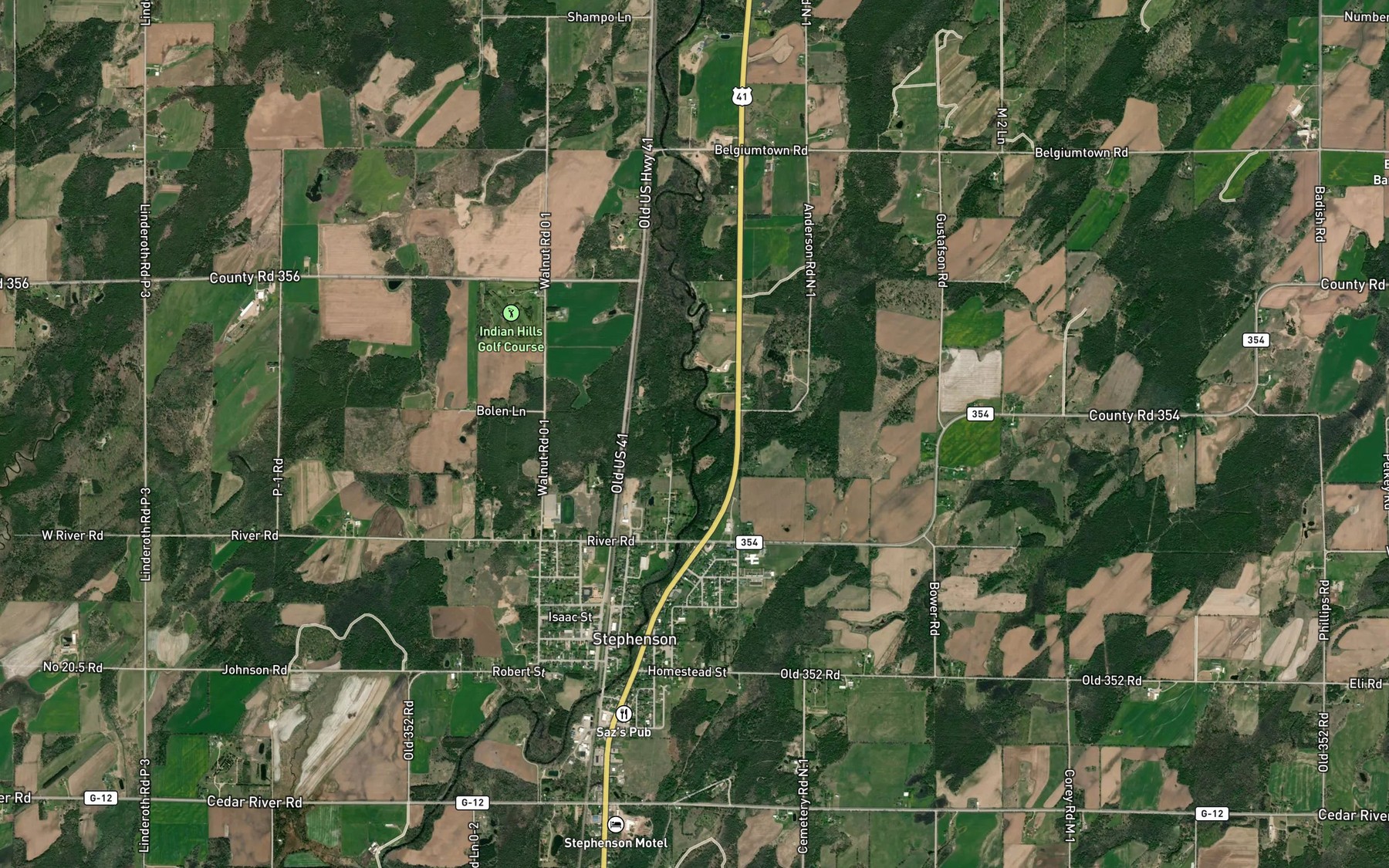 Satellite map of the Hugos Brook