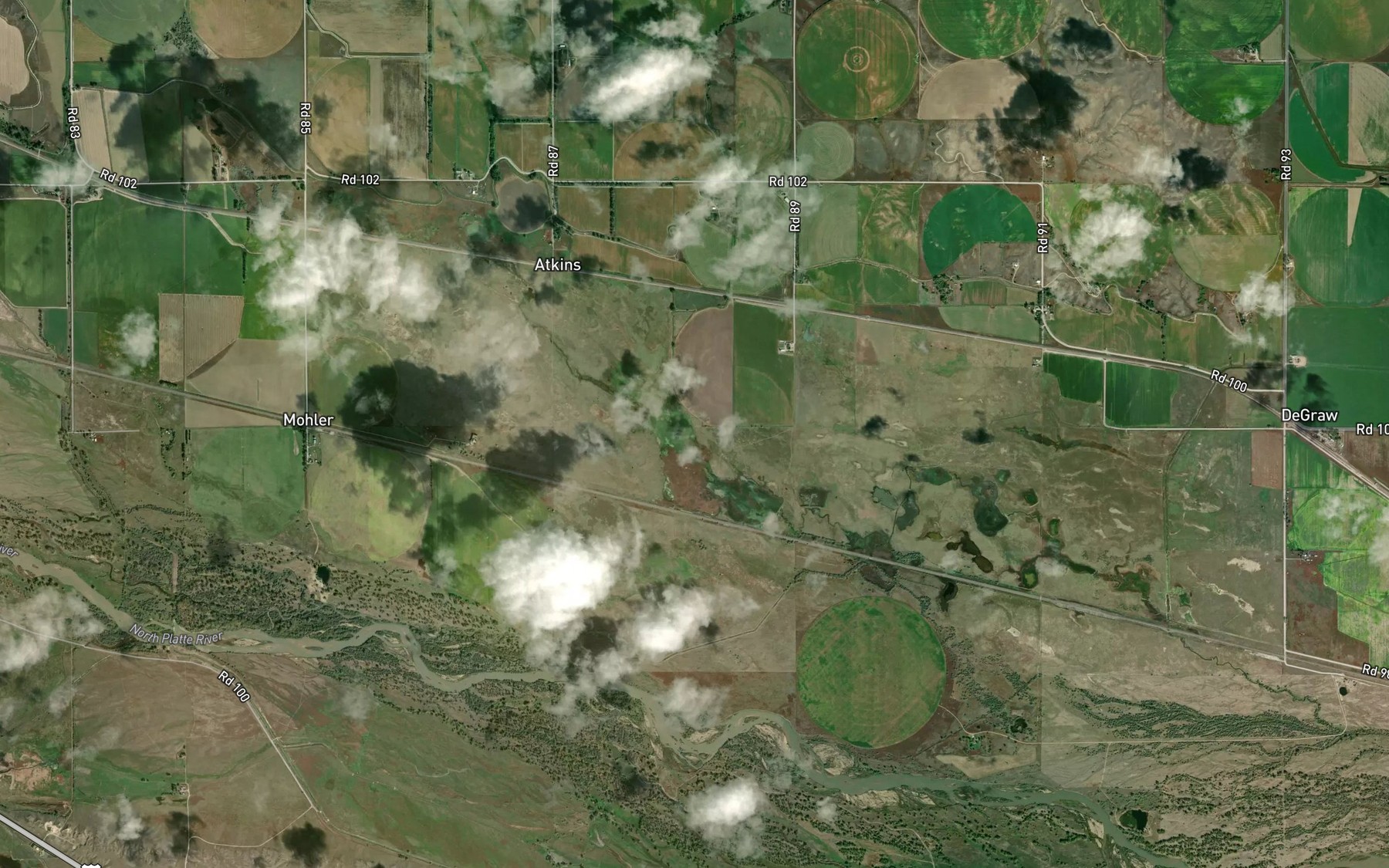 Satellite map of the Camp Clarke Drain