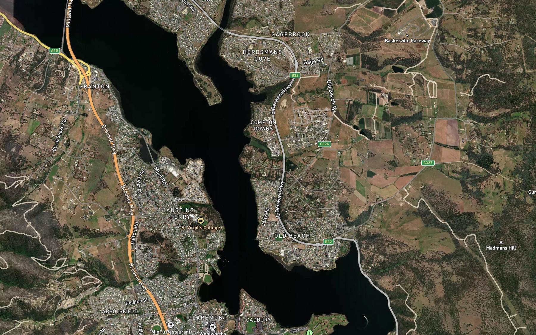 Satellite map of the Gage Brook