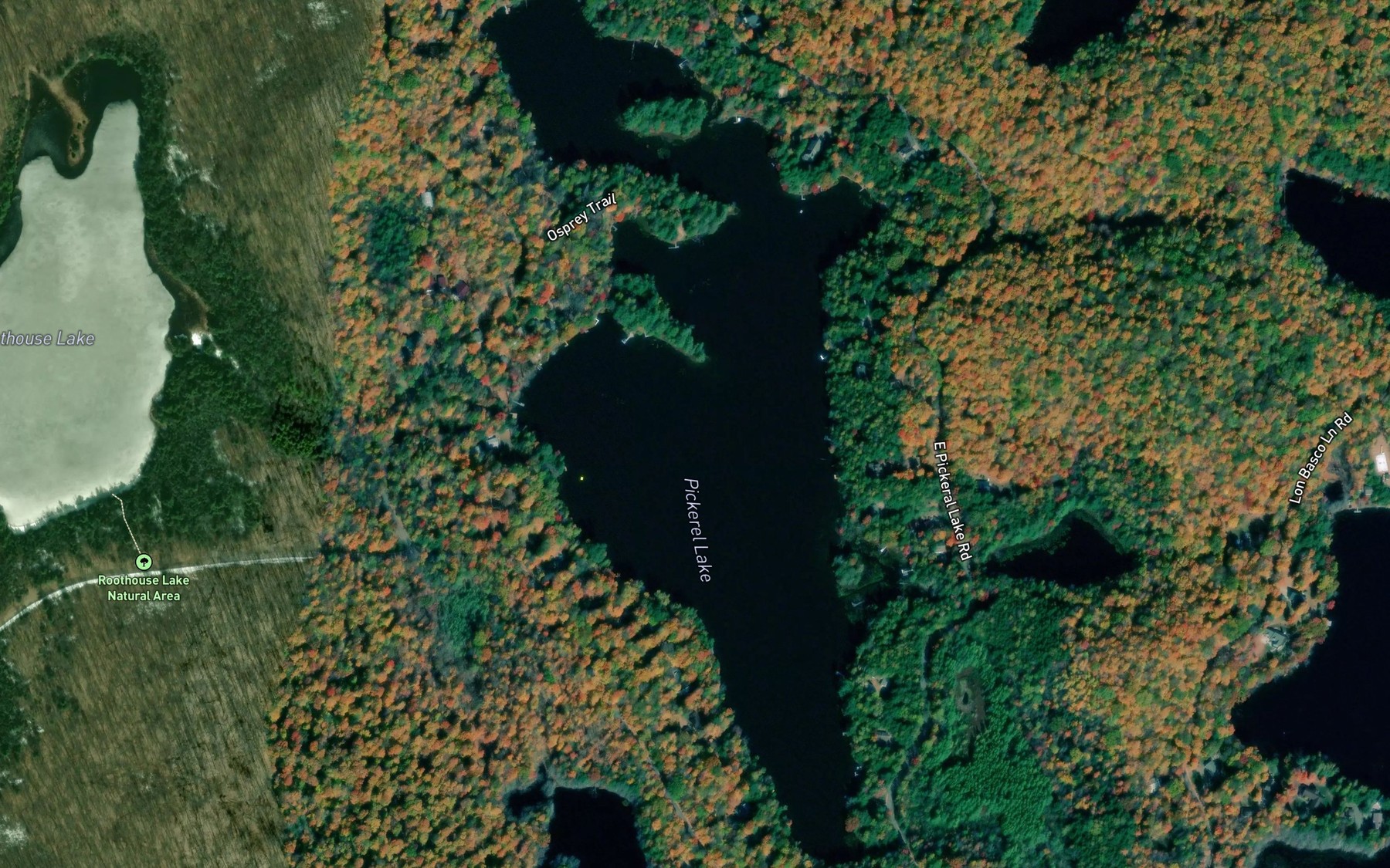 Satellite map of the Pickerel Lake