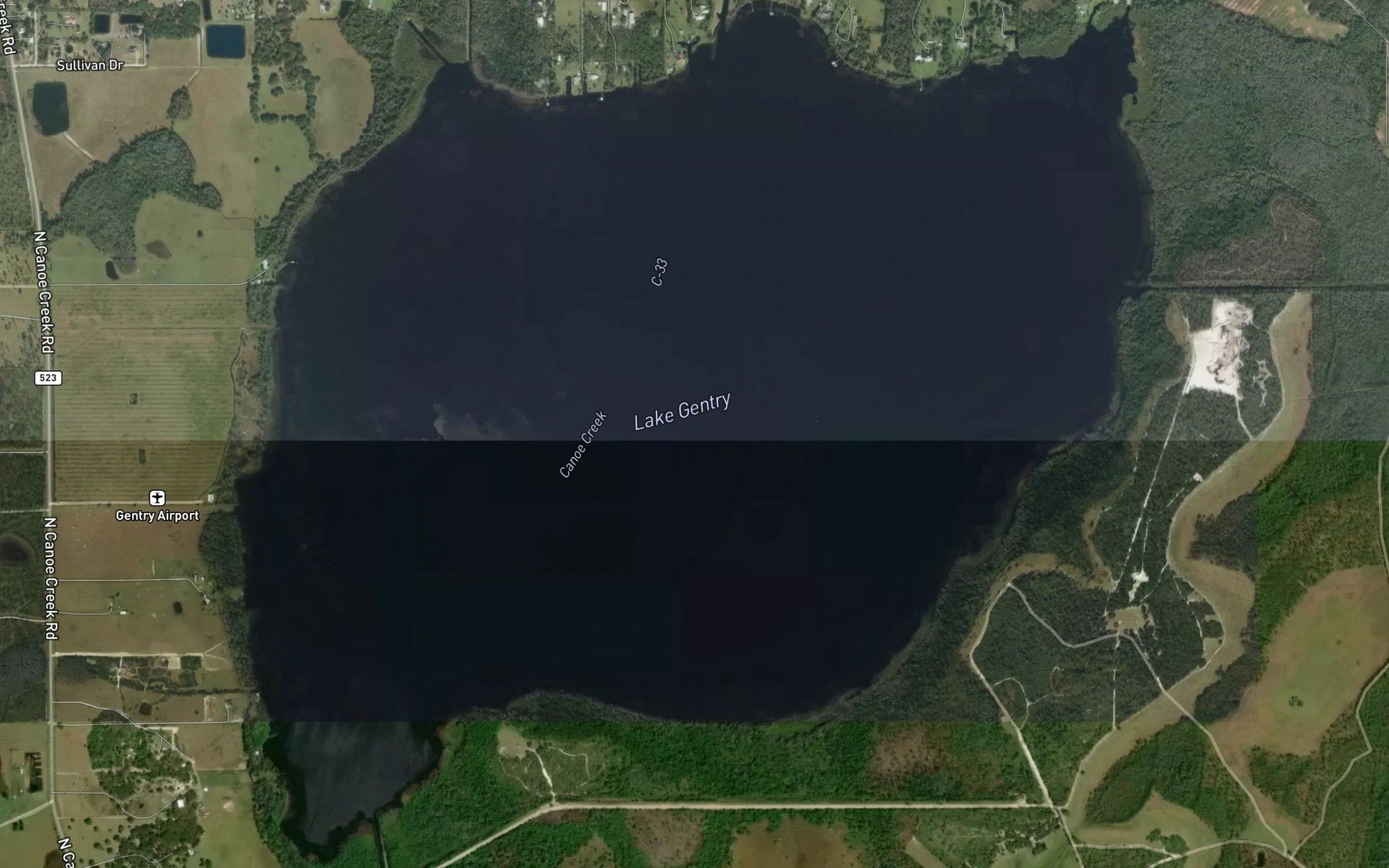 Satellite map of the Lake Gentry