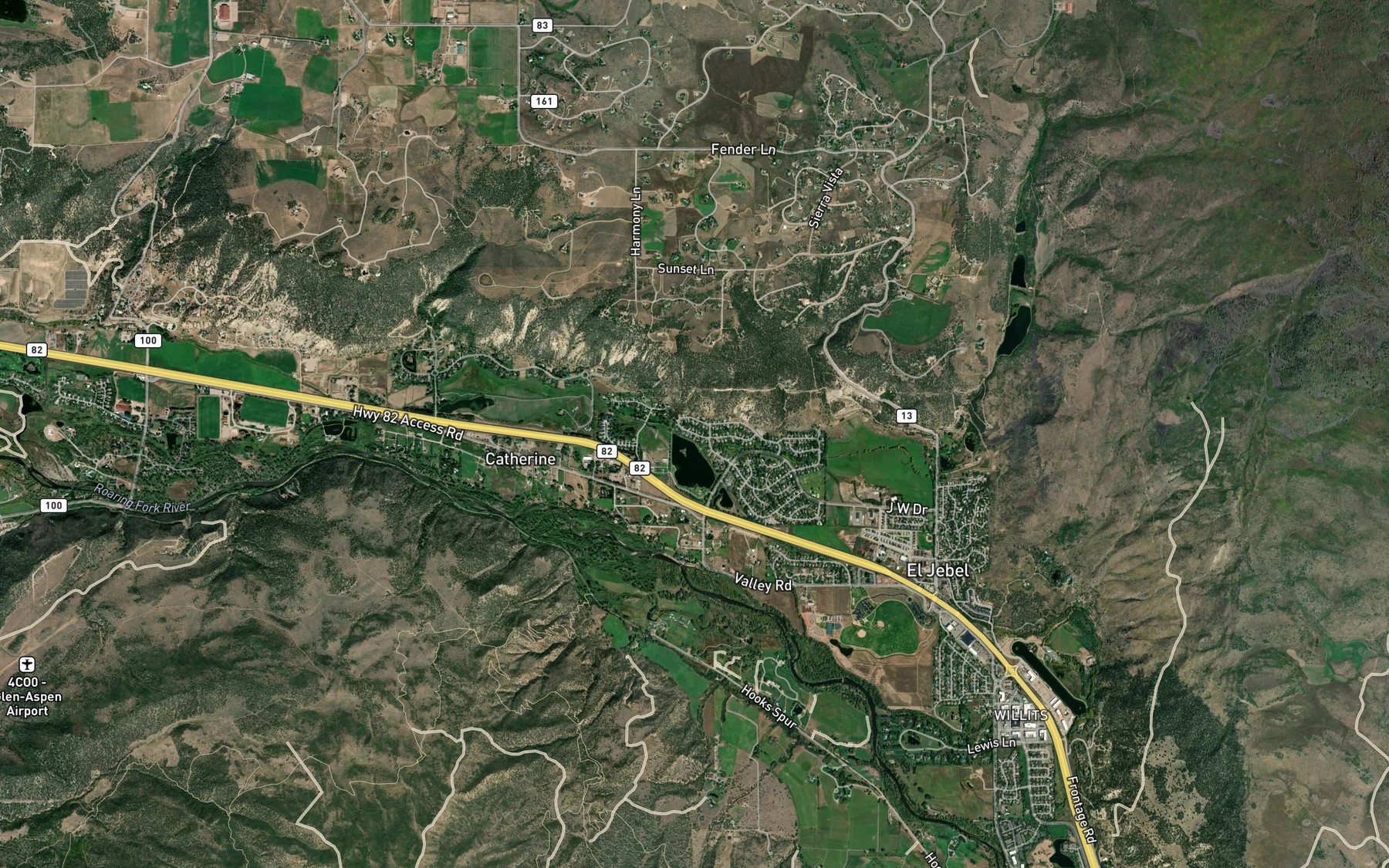 Satellite map of the Blue Creek